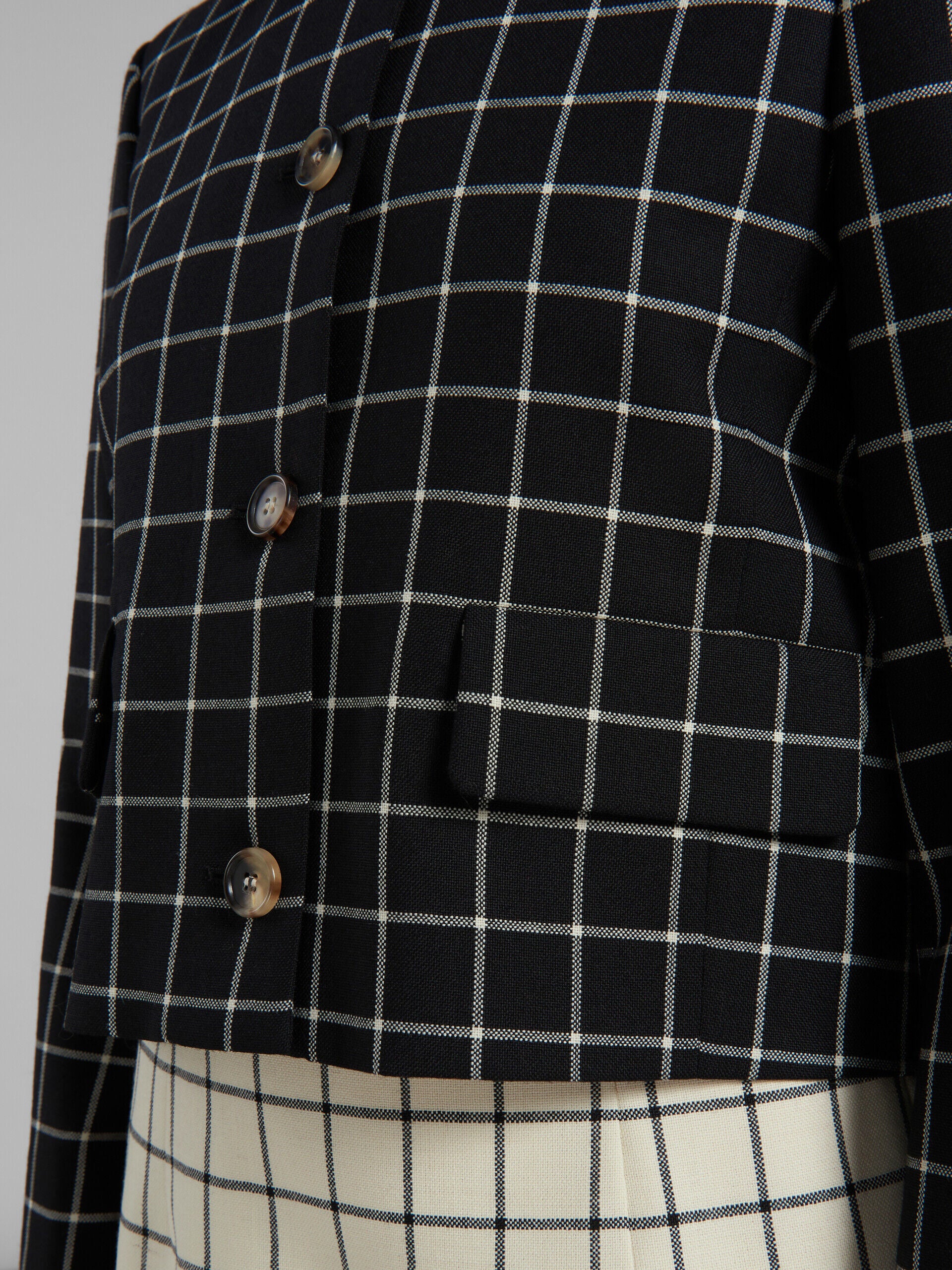 MARNI WOMEN'S BLACK CHECKERED CROPPED JACKET - Image 5