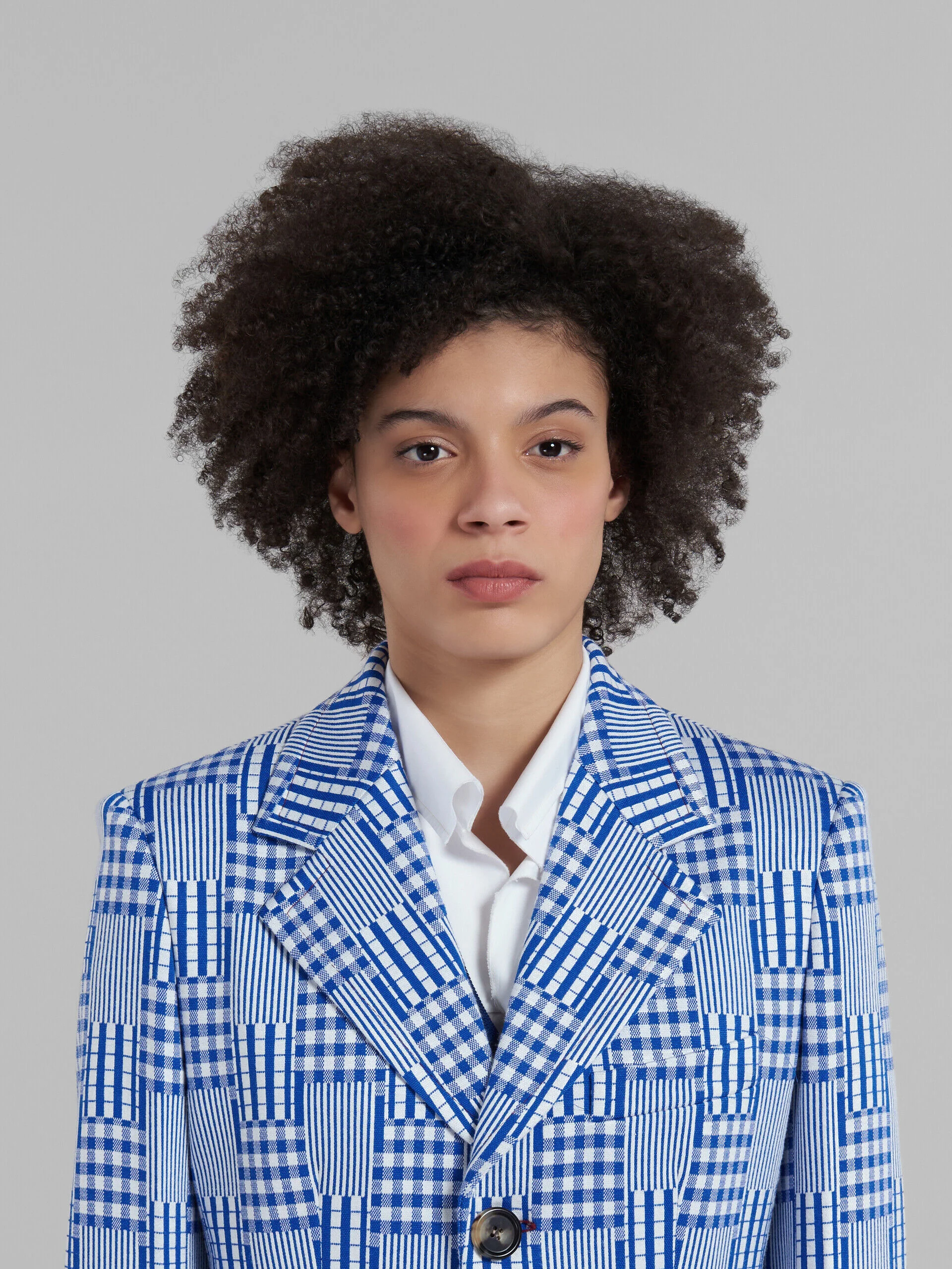 MARNI WOMEN'S BLUE PATTERNED TAILORED JACKET - Image 4