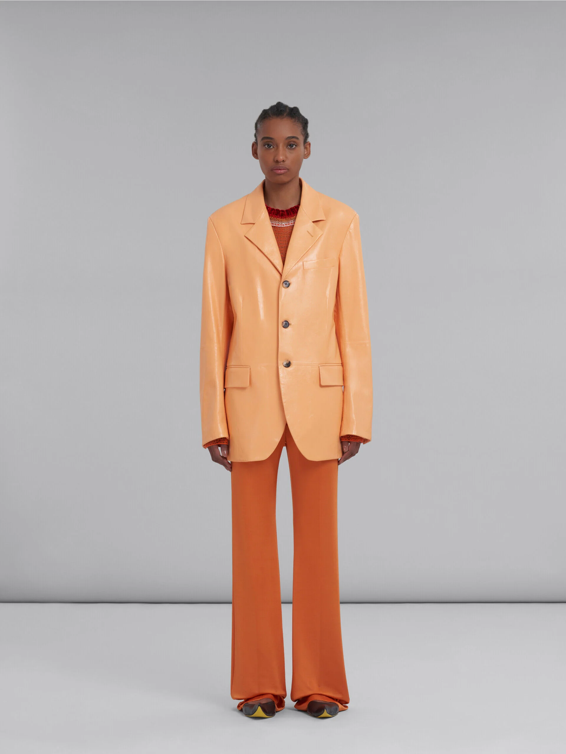 MARNI WOMEN'S TANGERINE GLOSSY TAILORED BLAZER - Image 2