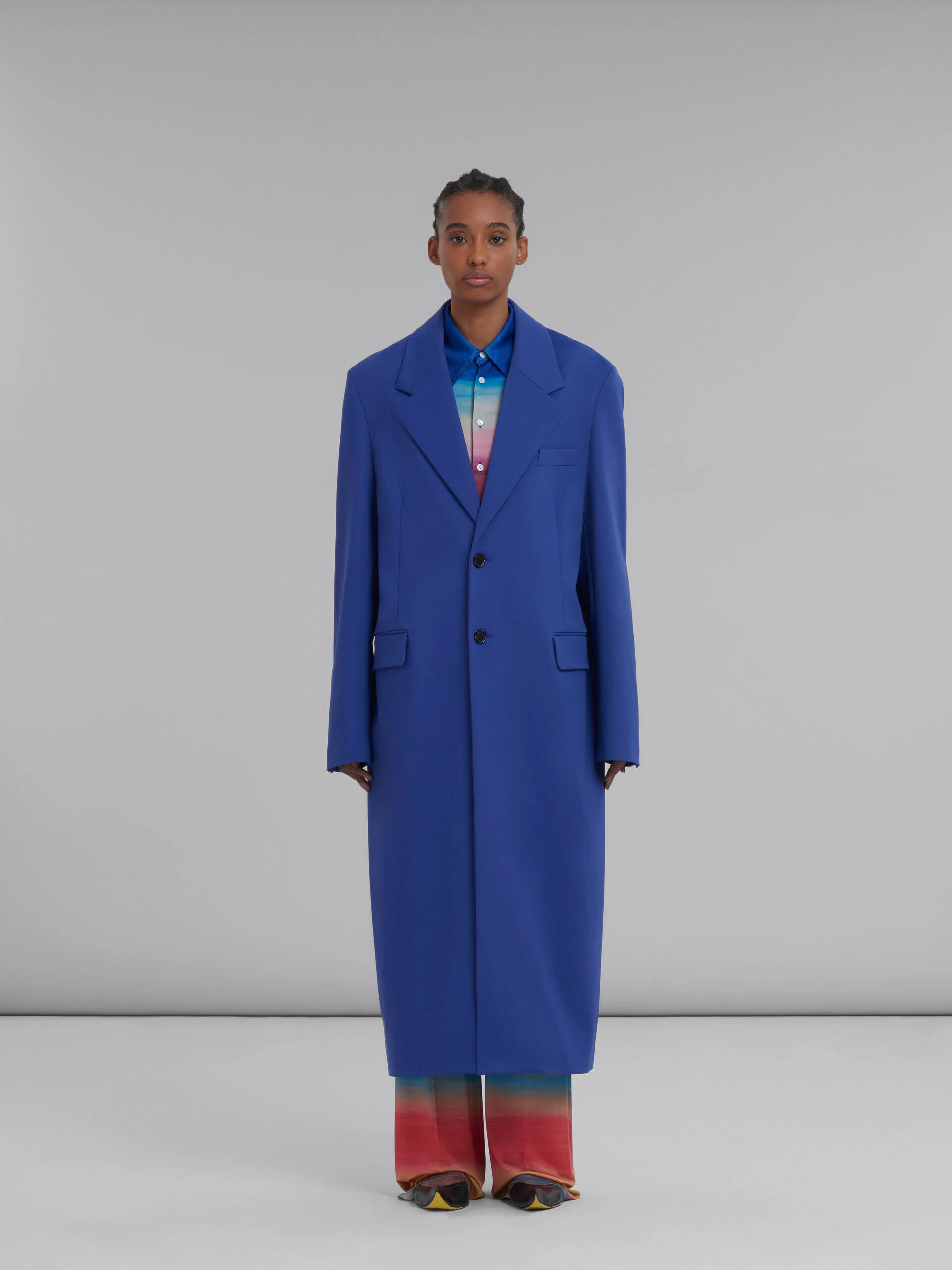 MARNI WOMEN'S DARK BLUE TAILORED LONG COAT - Image 2