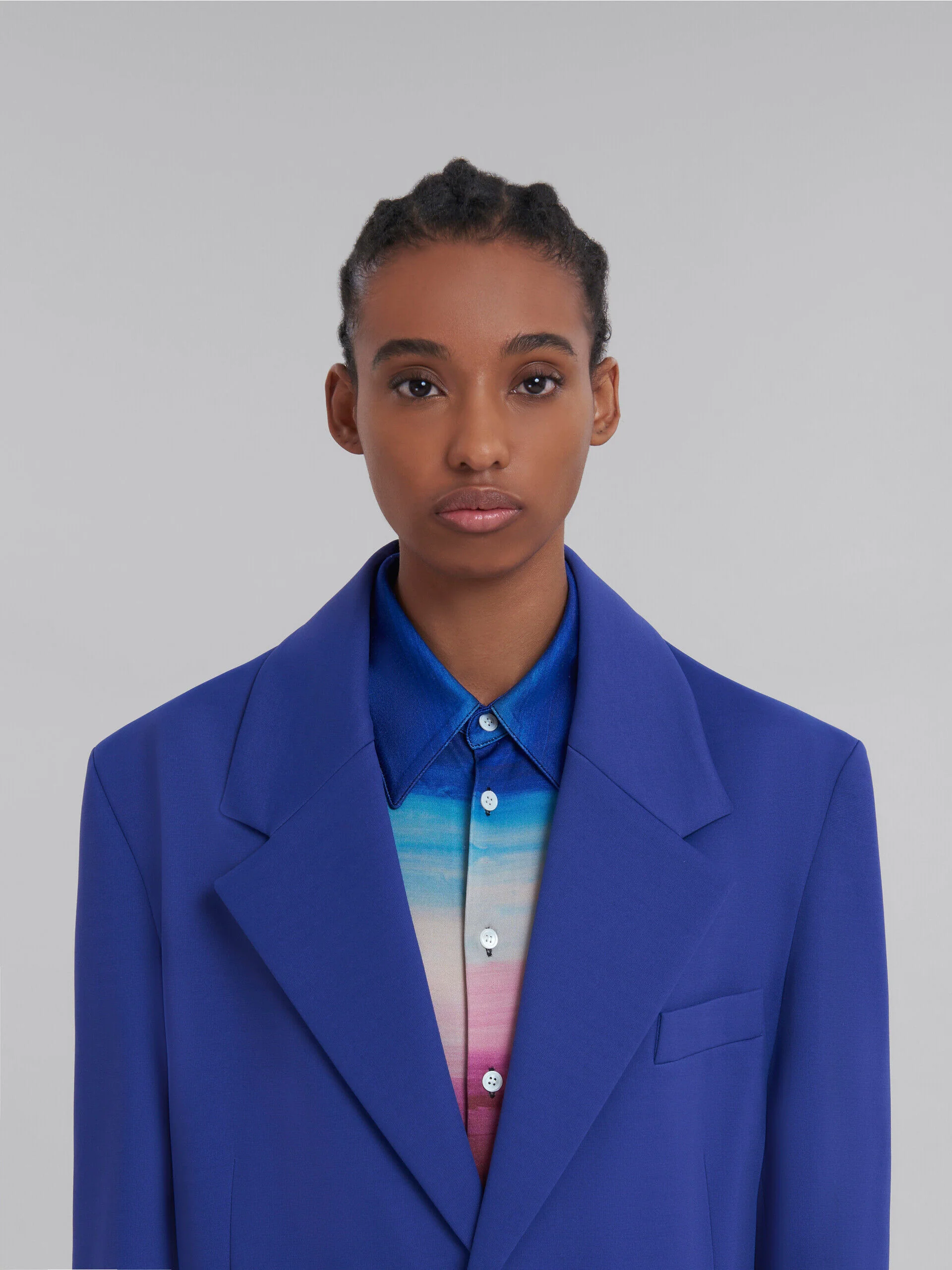 MARNI WOMEN'S DARK BLUE TAILORED LONG COAT - Image 4
