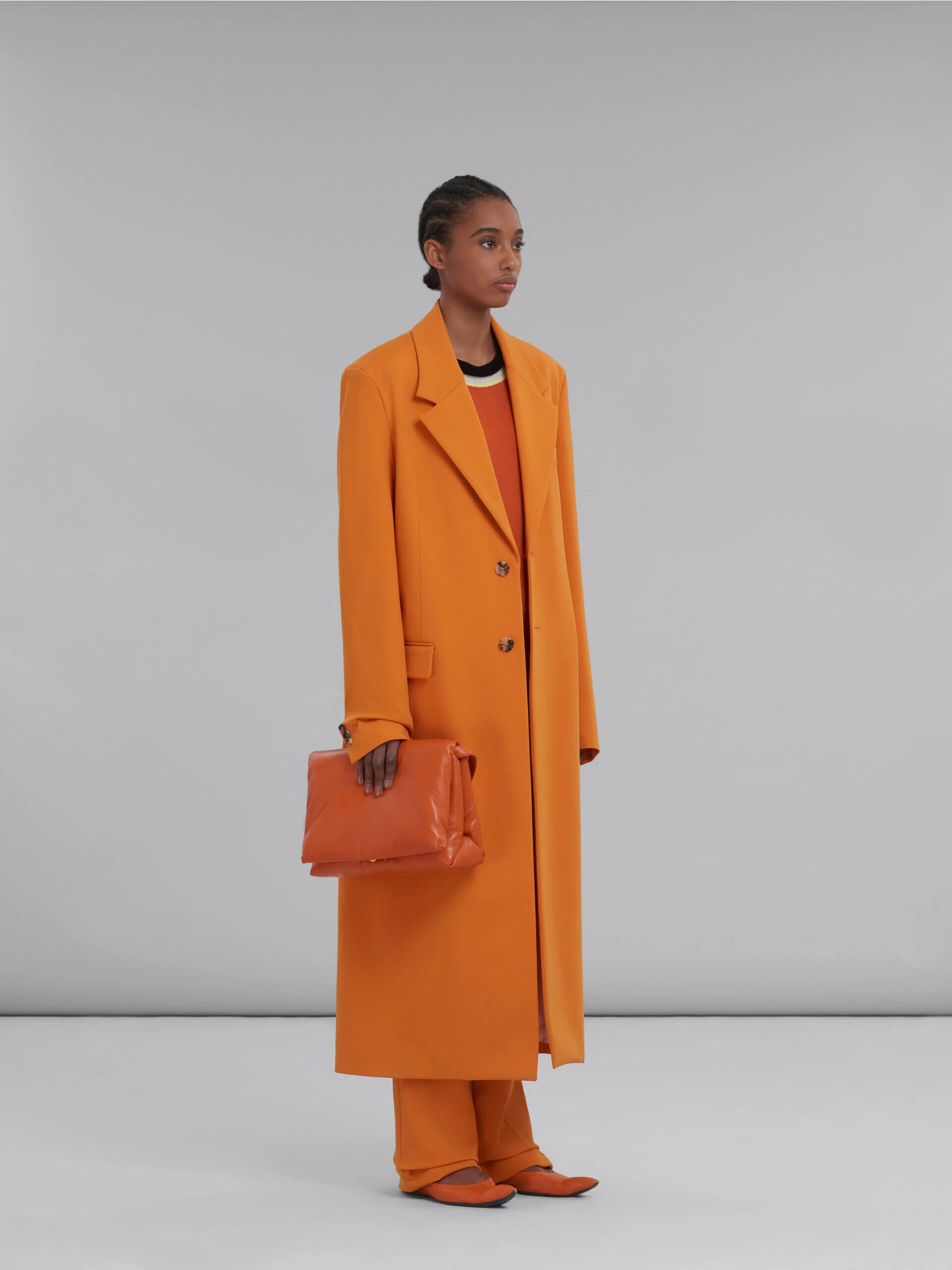 MARNI WOMEN'S ORANGE TAILORED LONG DUSTER COAT - Image 6