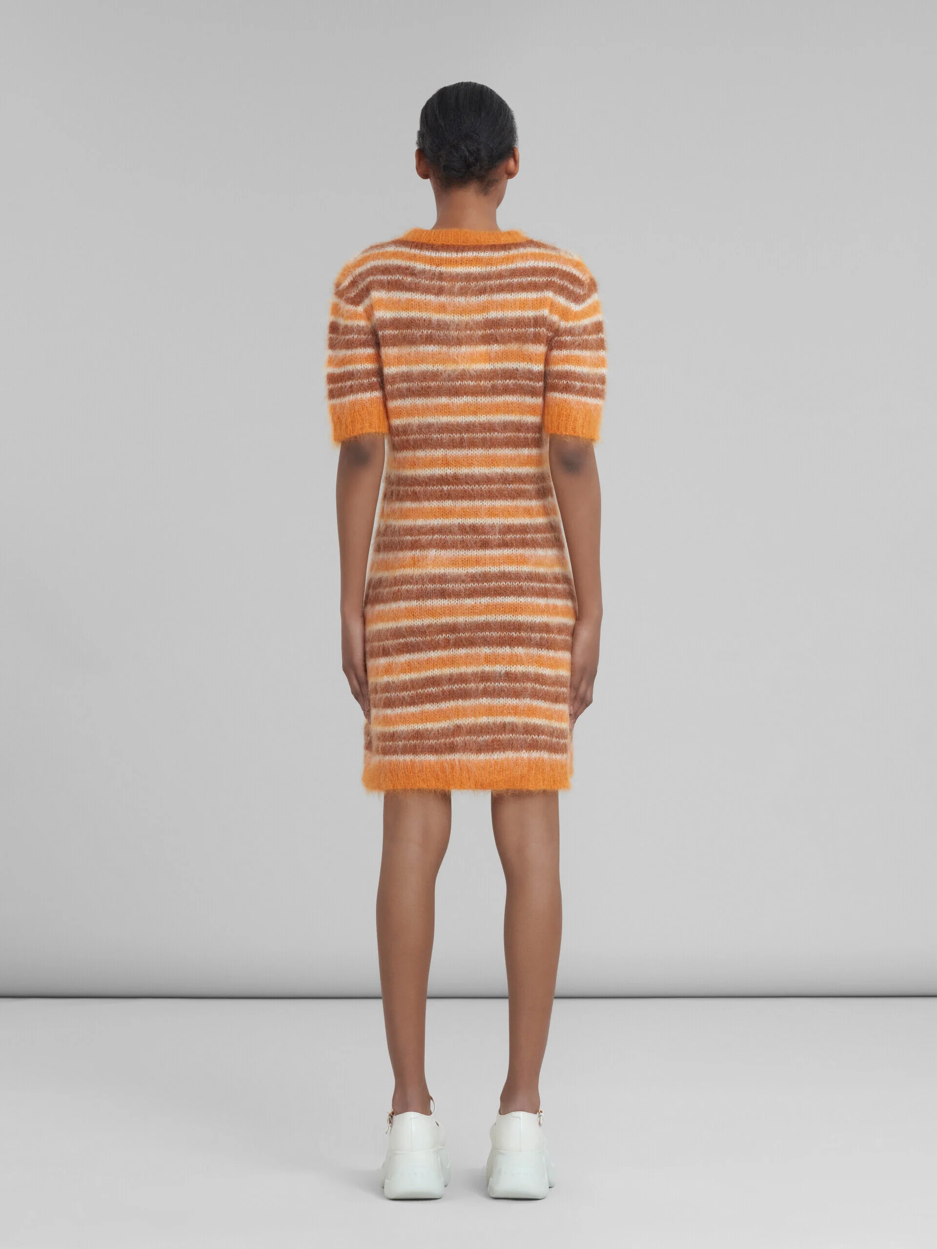 MARNI WOMEN'S ORANGE STRIPED KNIT DRESS - Image 3