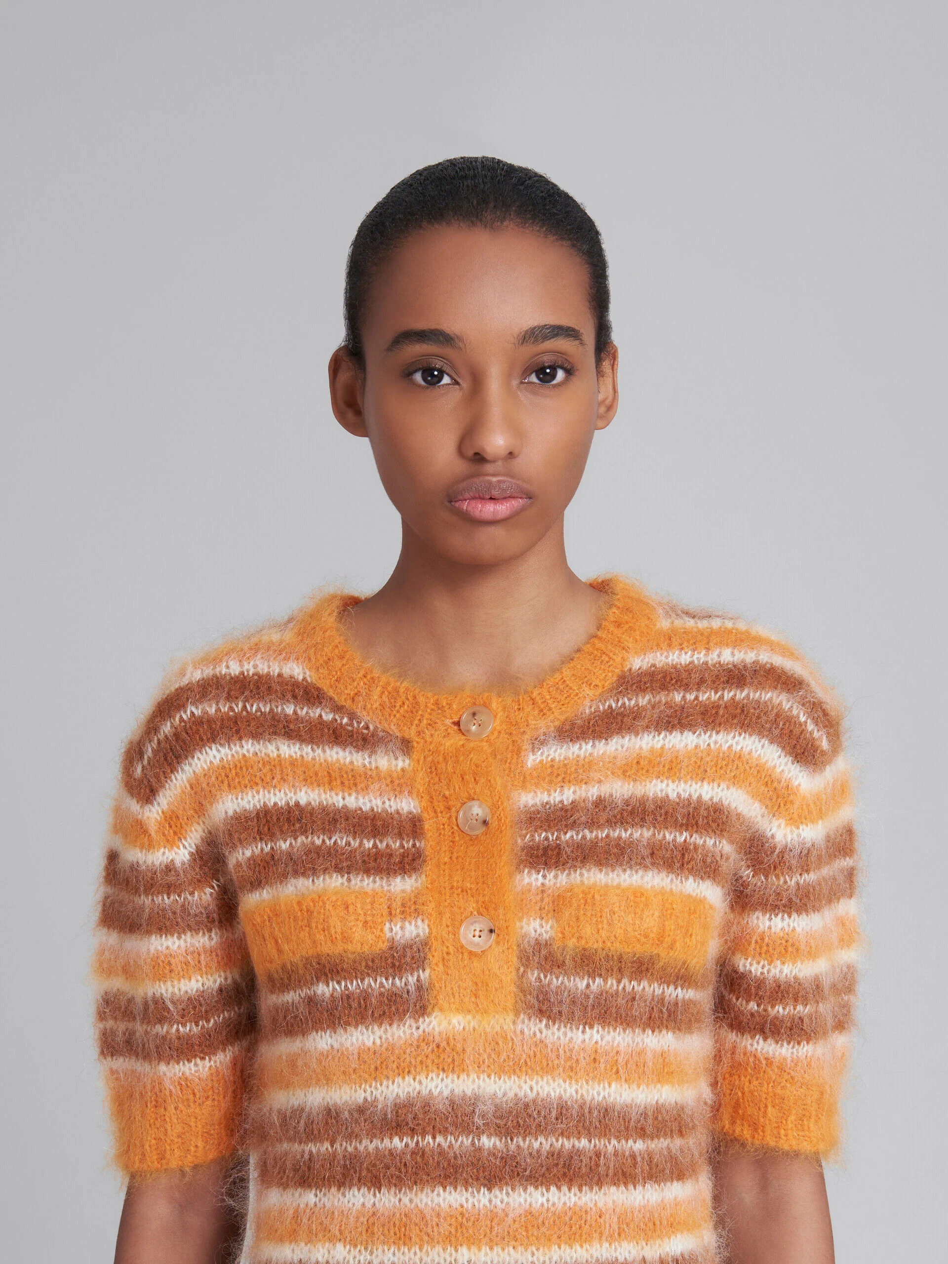 MARNI WOMEN'S ORANGE STRIPED KNIT DRESS - Image 4