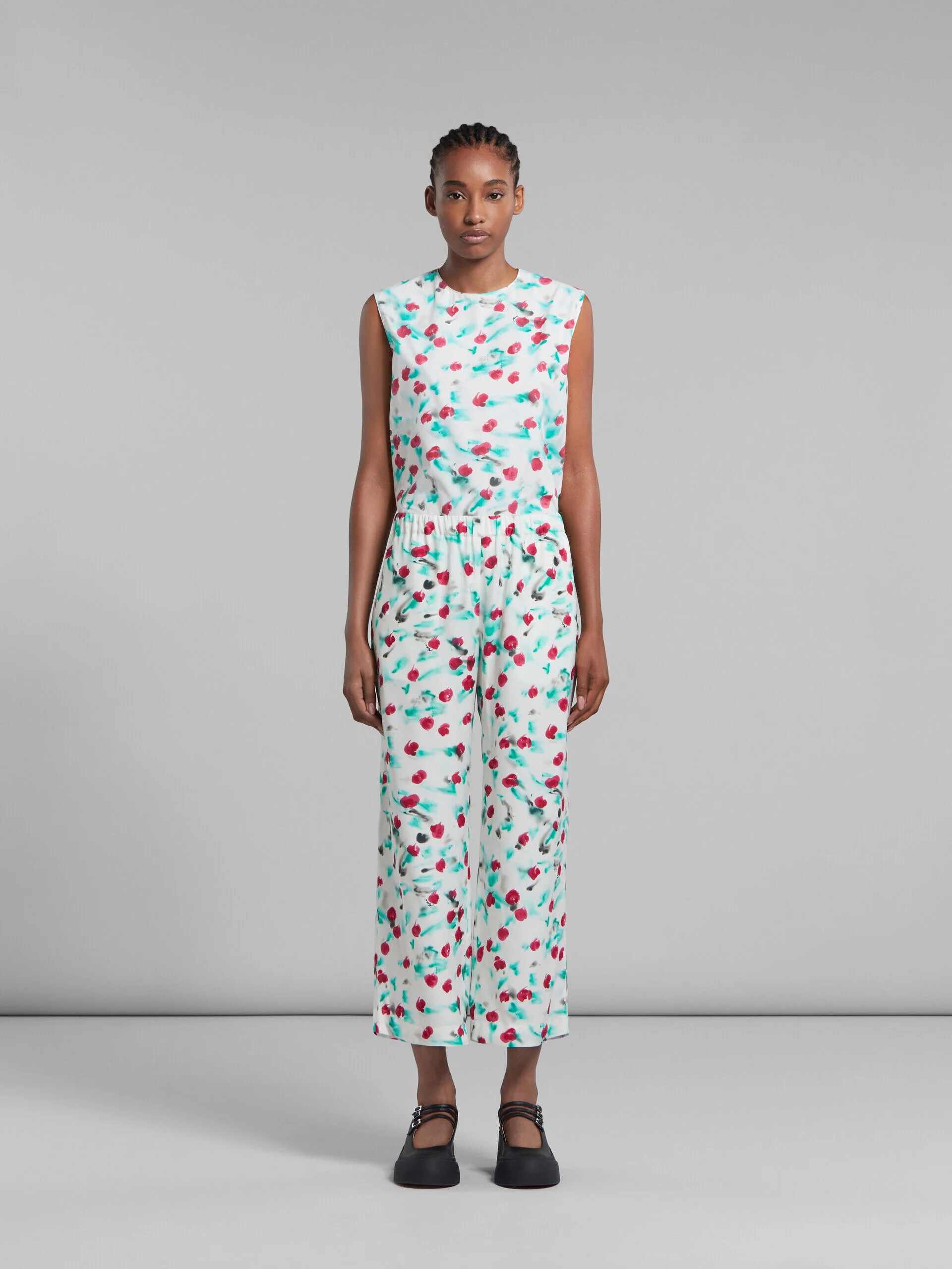 MARNI WOMEN'S WHITE FLORAL WIDE-LEG TROUSERS - Image 2