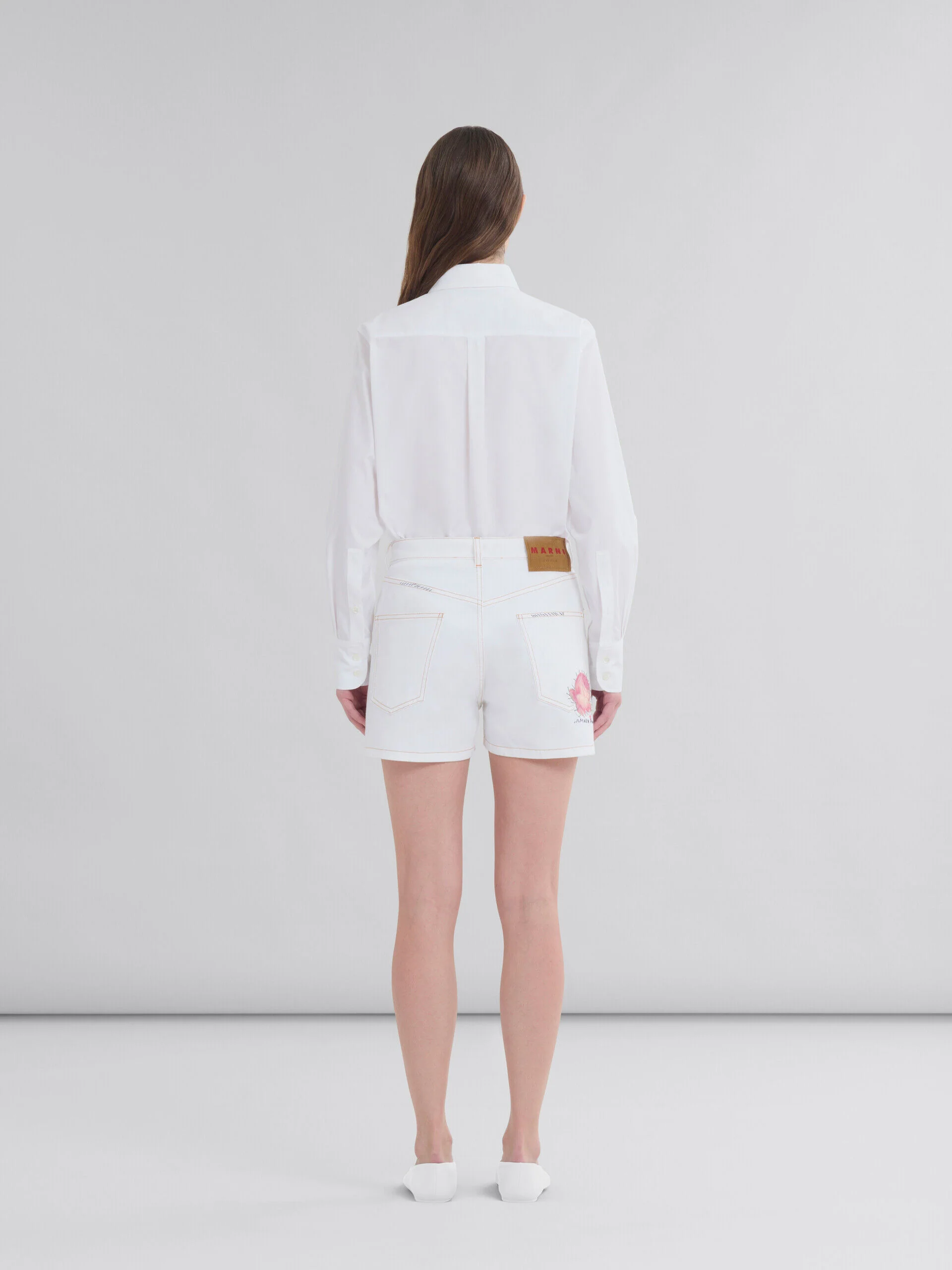 MARNI WOMEN'S WHITE DENIM TAILORED SHORTS - Image 3