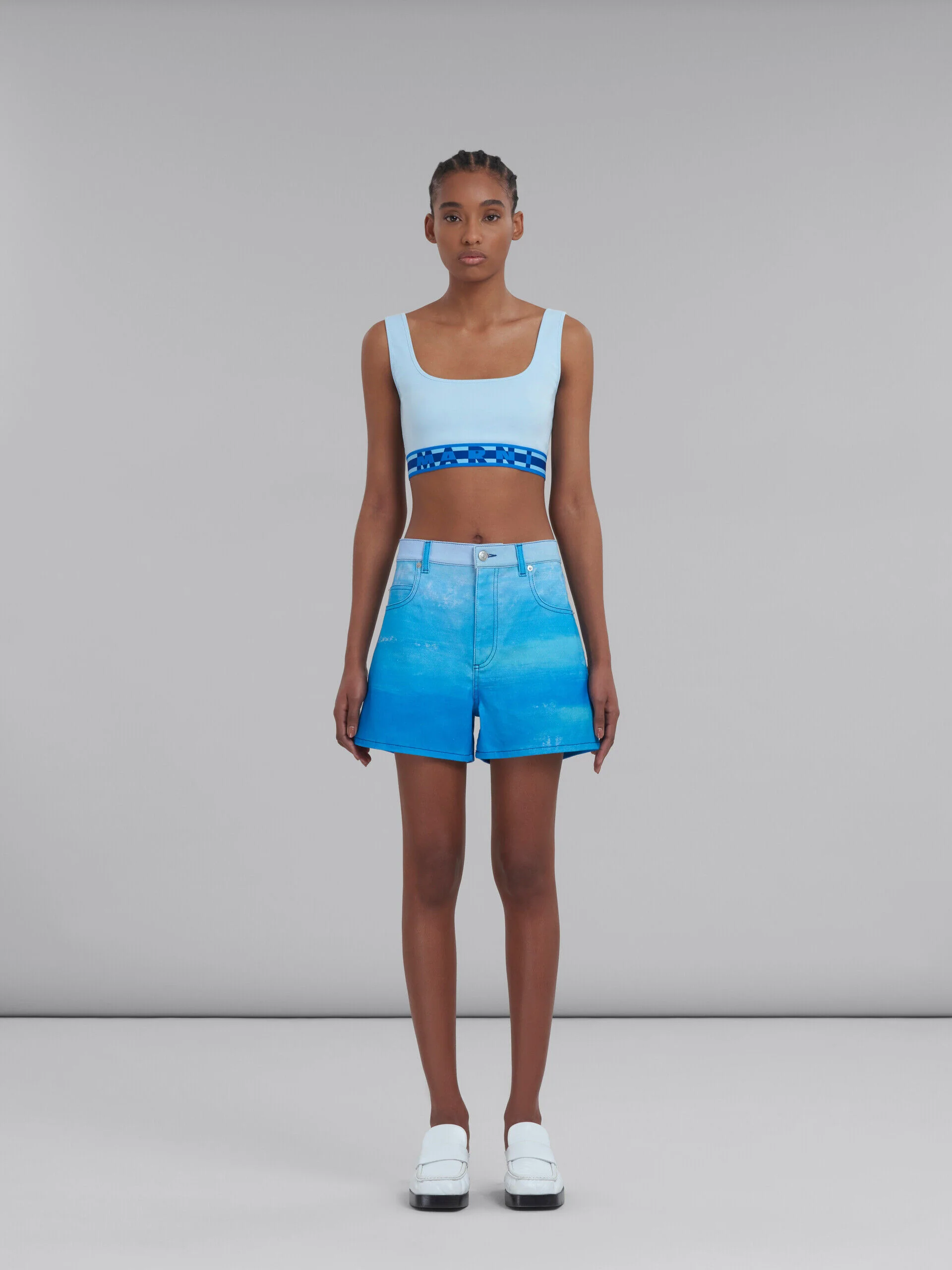 MARNI WOMEN'S LIGHT BLUE TAILORED DENIM SHORTS - Image 2