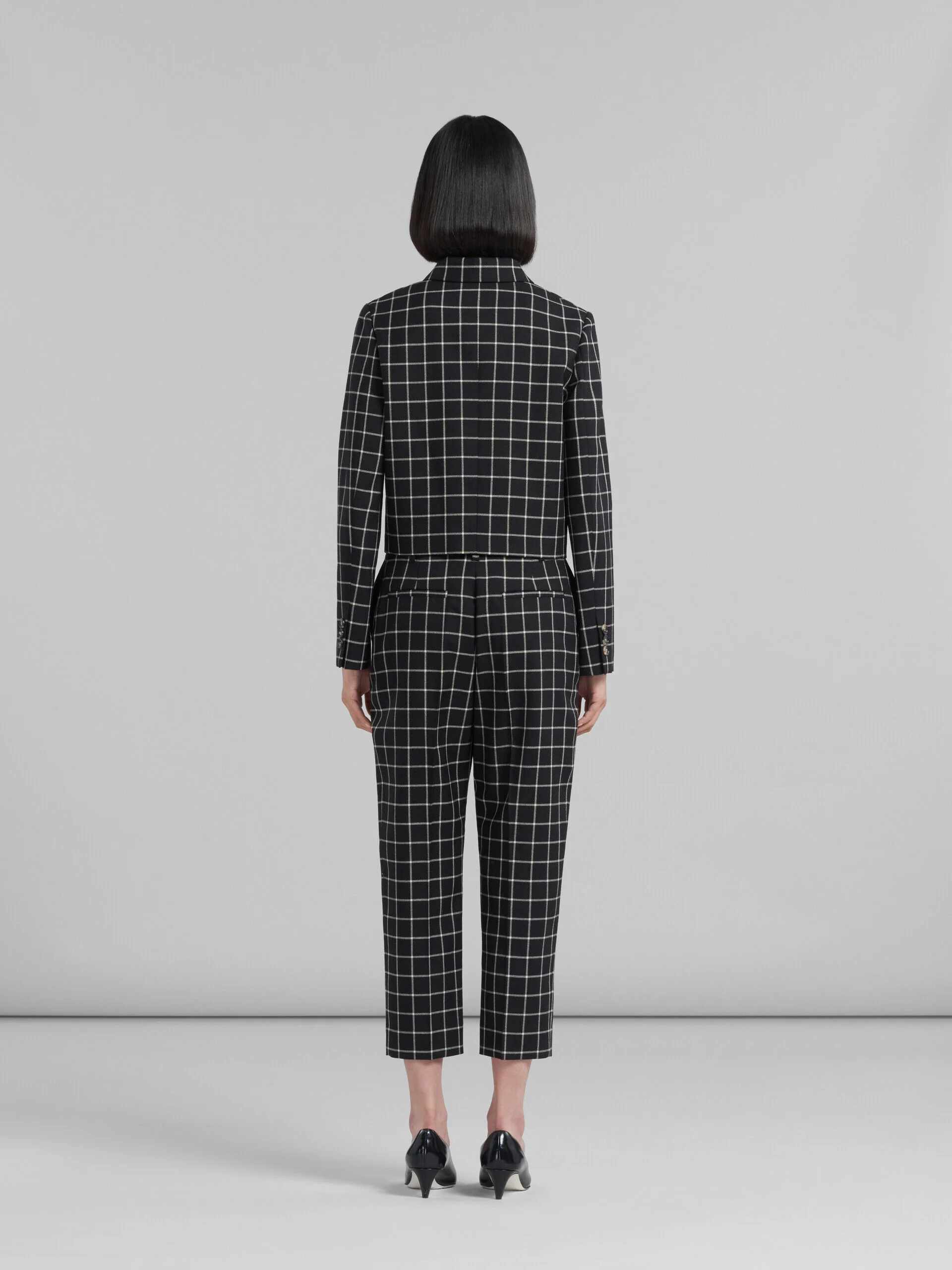 MARNI WOMEN'S BLACK CHECKERED TAILORED TROUSERS - Image 3