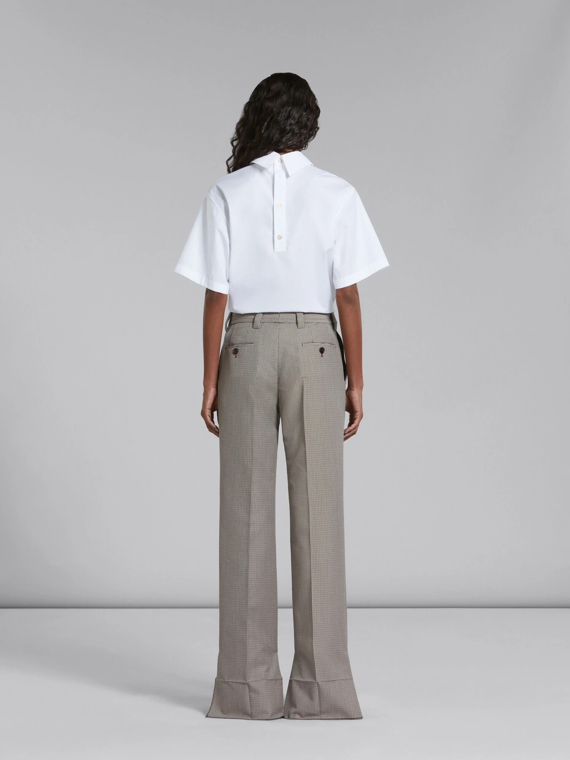 MARNI WOMEN'S GRAY CHECKERED WIDE-LEG TROUSERS - Image 3
