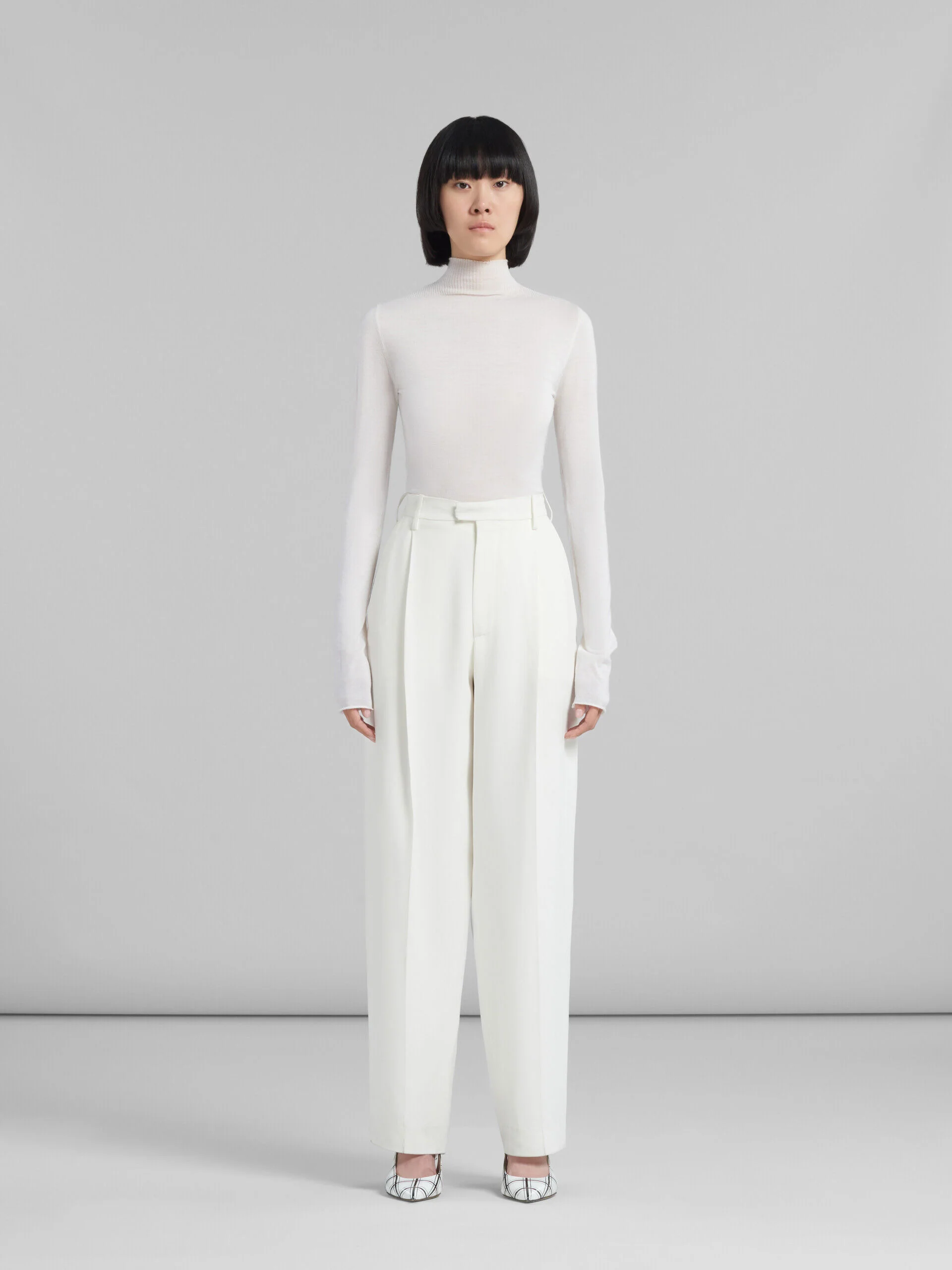MARNI WOMEN'S WHITE PLEATED LOOSE-FIT TROUSERS - Image 2