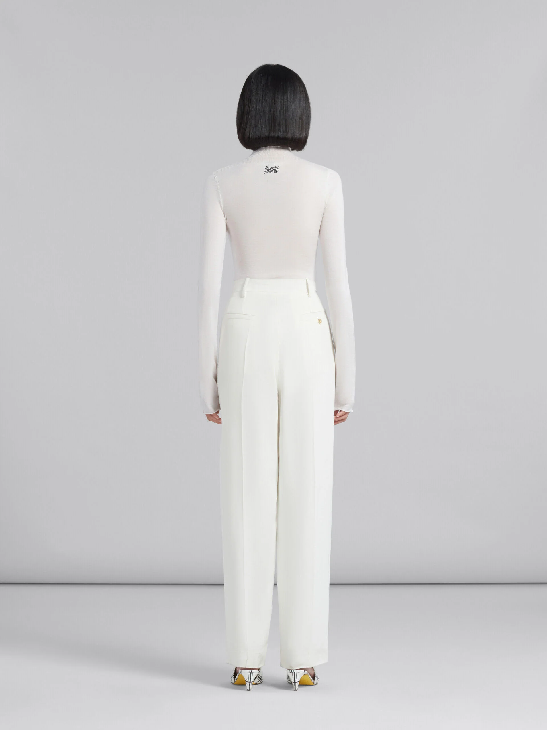 MARNI WOMEN'S WHITE PLEATED LOOSE-FIT TROUSERS - Image 3