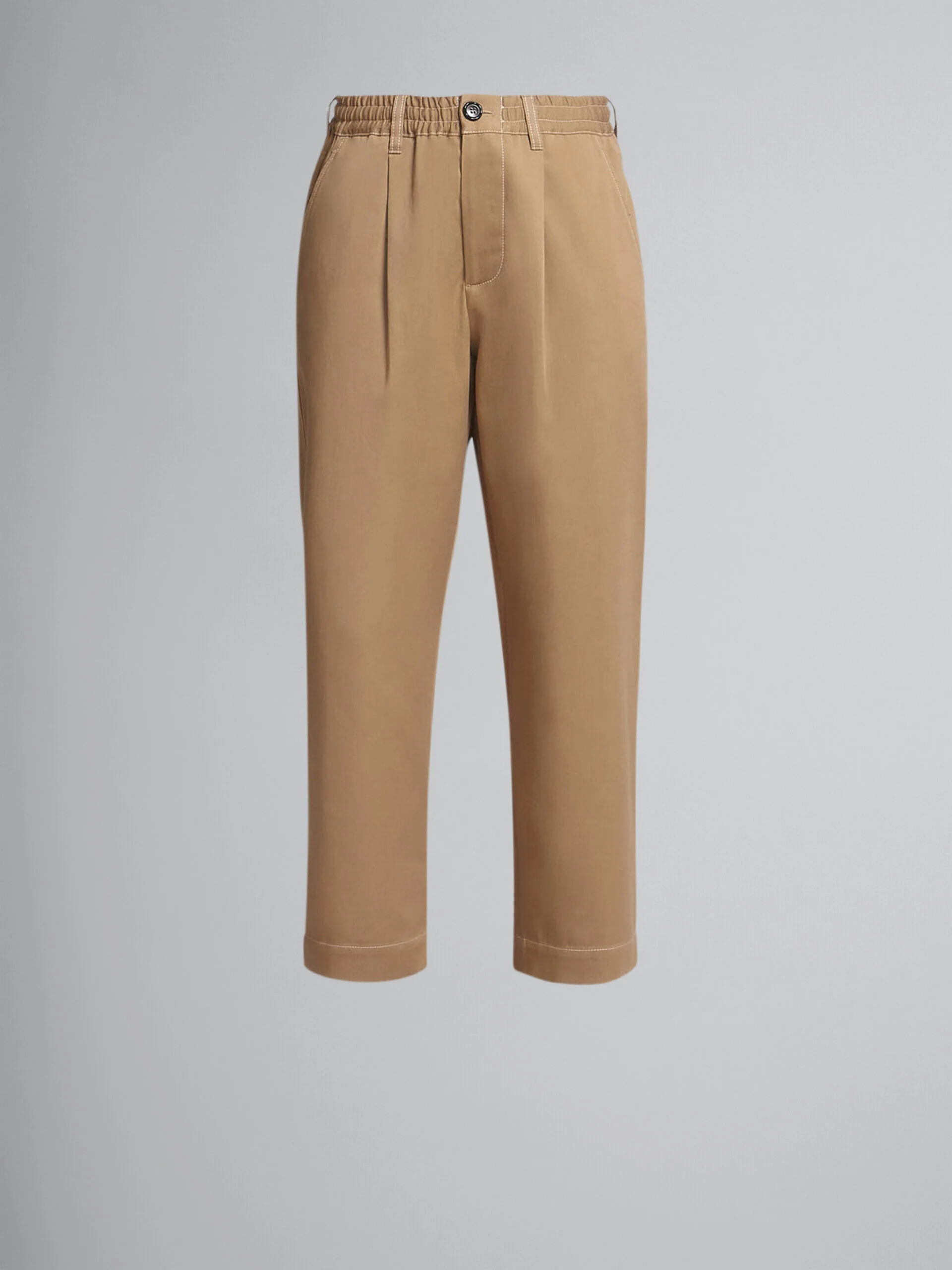 MARNI WOMEN'S EARTH TONE CROPPED TROUSERS WITH PLEATS
