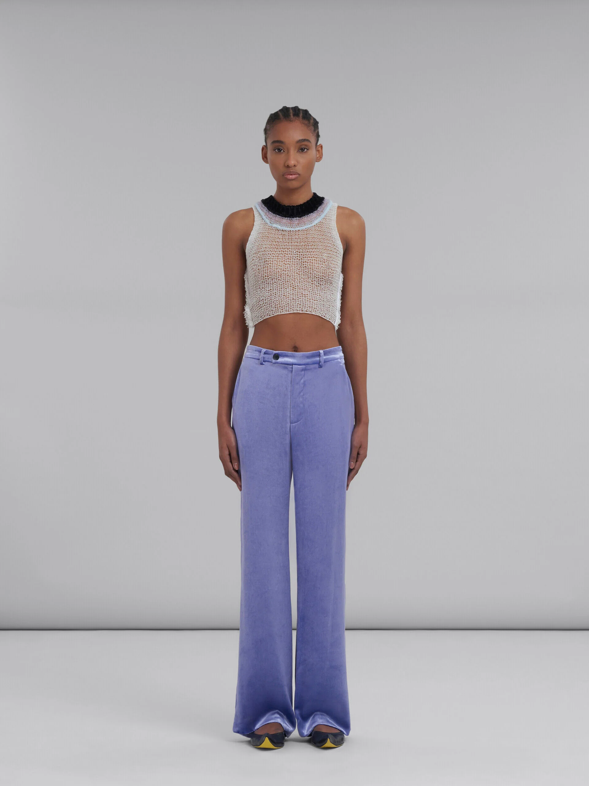 MARNI WOMEN'S ULTRA VIOLET VELVET WIDE-LEG TROUSERS - Image 2