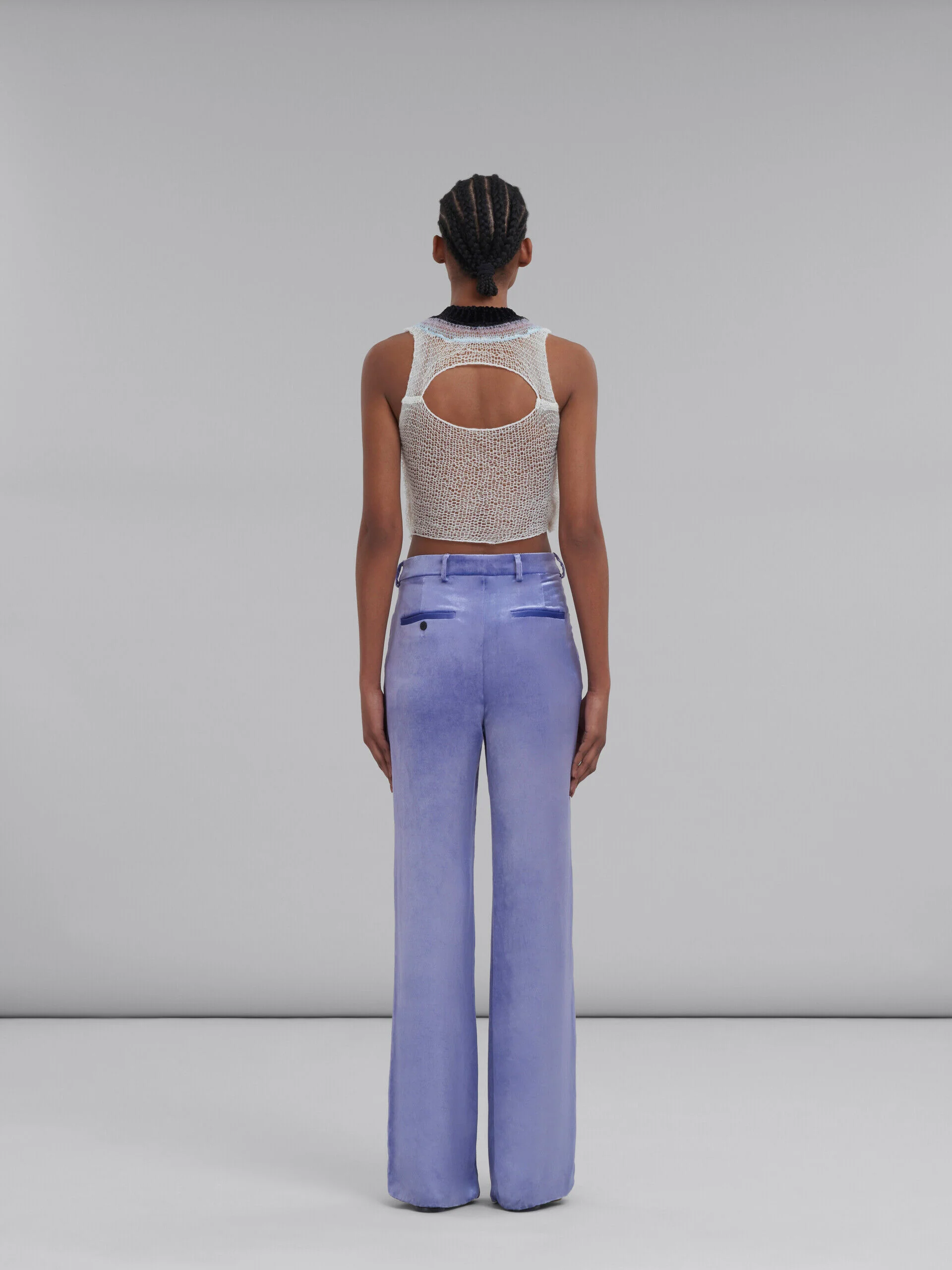 MARNI WOMEN'S ULTRA VIOLET VELVET WIDE-LEG TROUSERS - Image 3