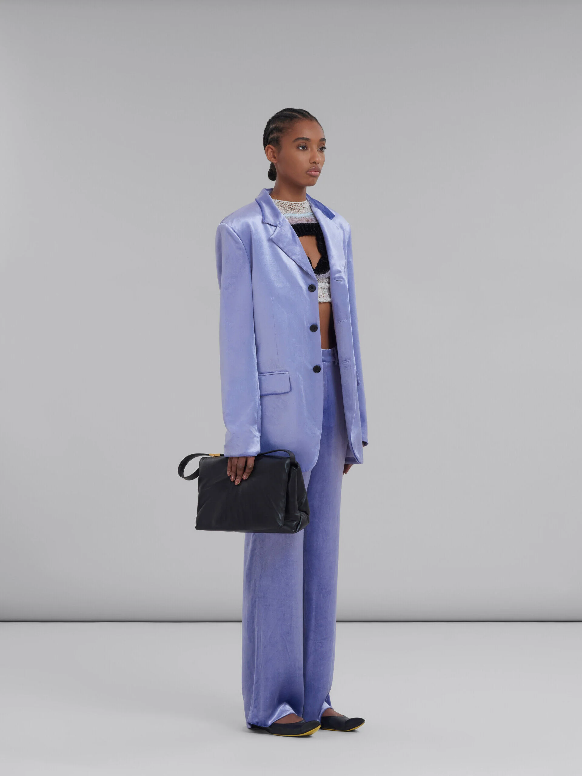 MARNI WOMEN'S ULTRA VIOLET VELVET WIDE-LEG TROUSERS - Image 5
