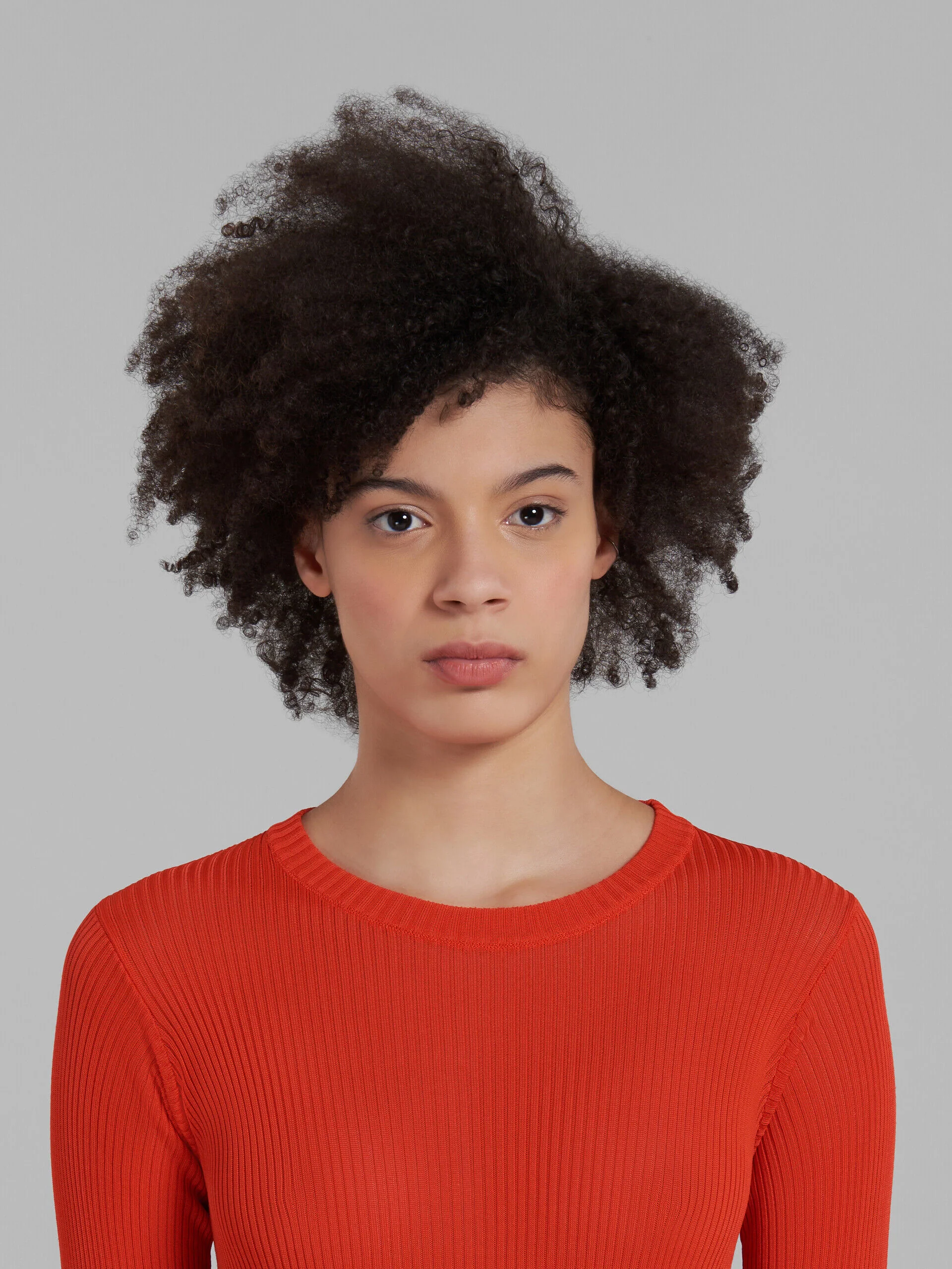 MARNI WOMEN'S RED RIBBED LONG SWEATER DRESS - Image 4