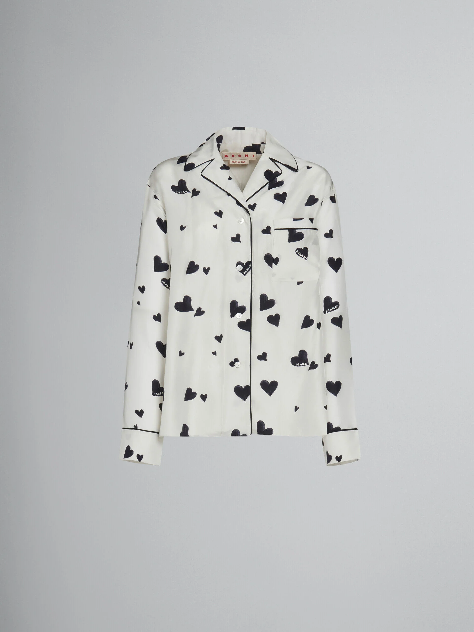 MARNI WOMEN'S STONE WHITE HEART PRINT SHIRT