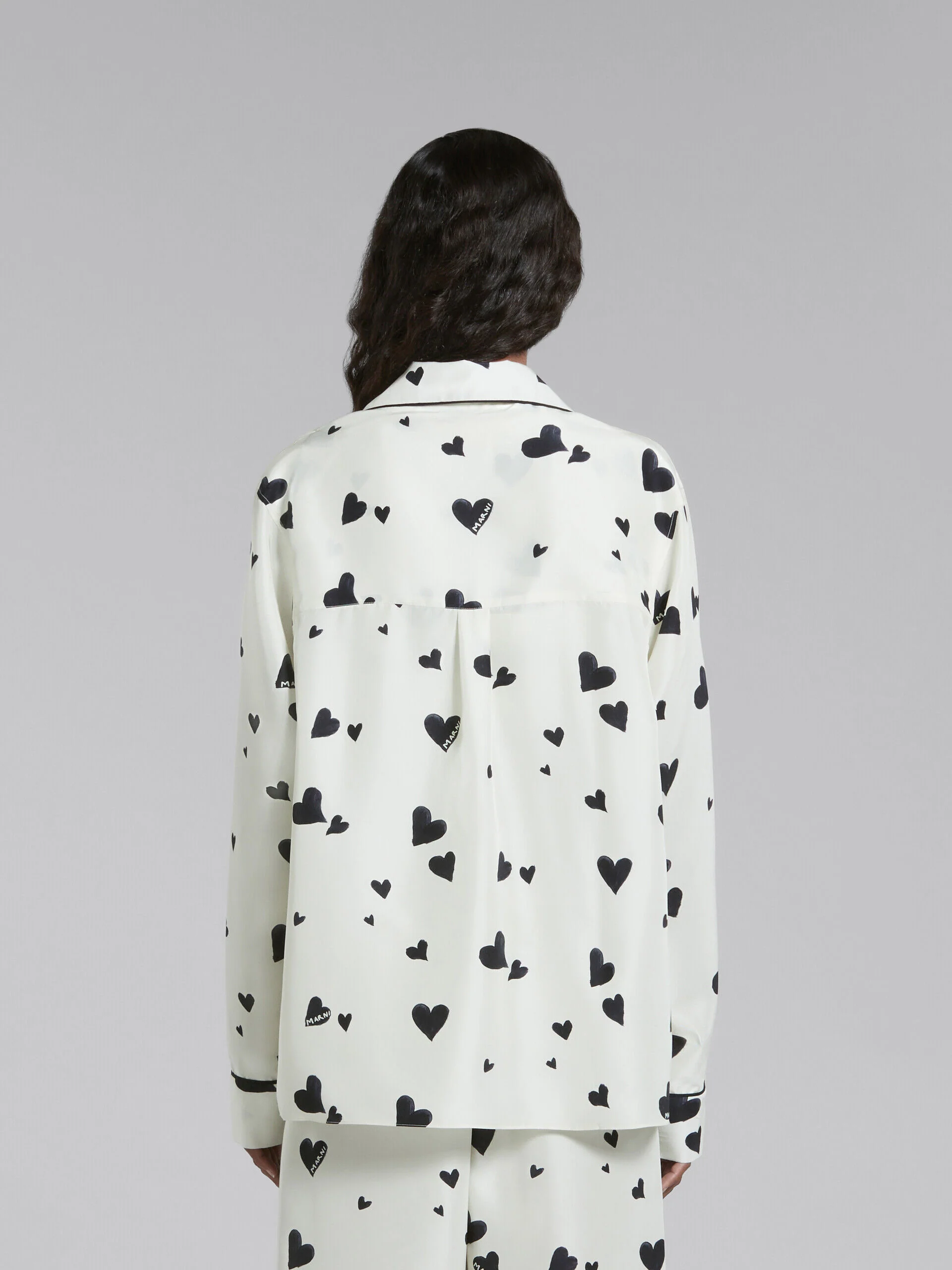 MARNI WOMEN'S STONE WHITE HEART PRINT SHIRT - Image 3