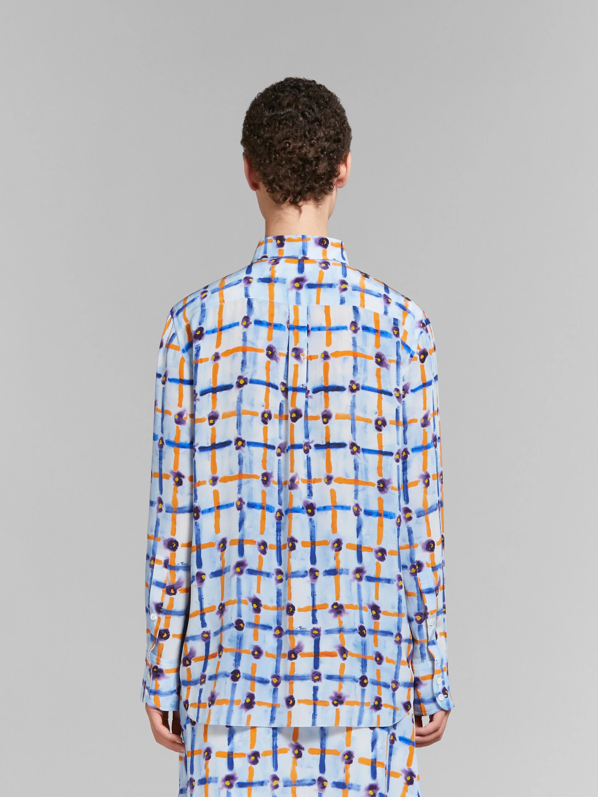 MARNI WOMEN'S LIGHT BLUE PATTERNED BUTTON-UP SHIRT - Image 3