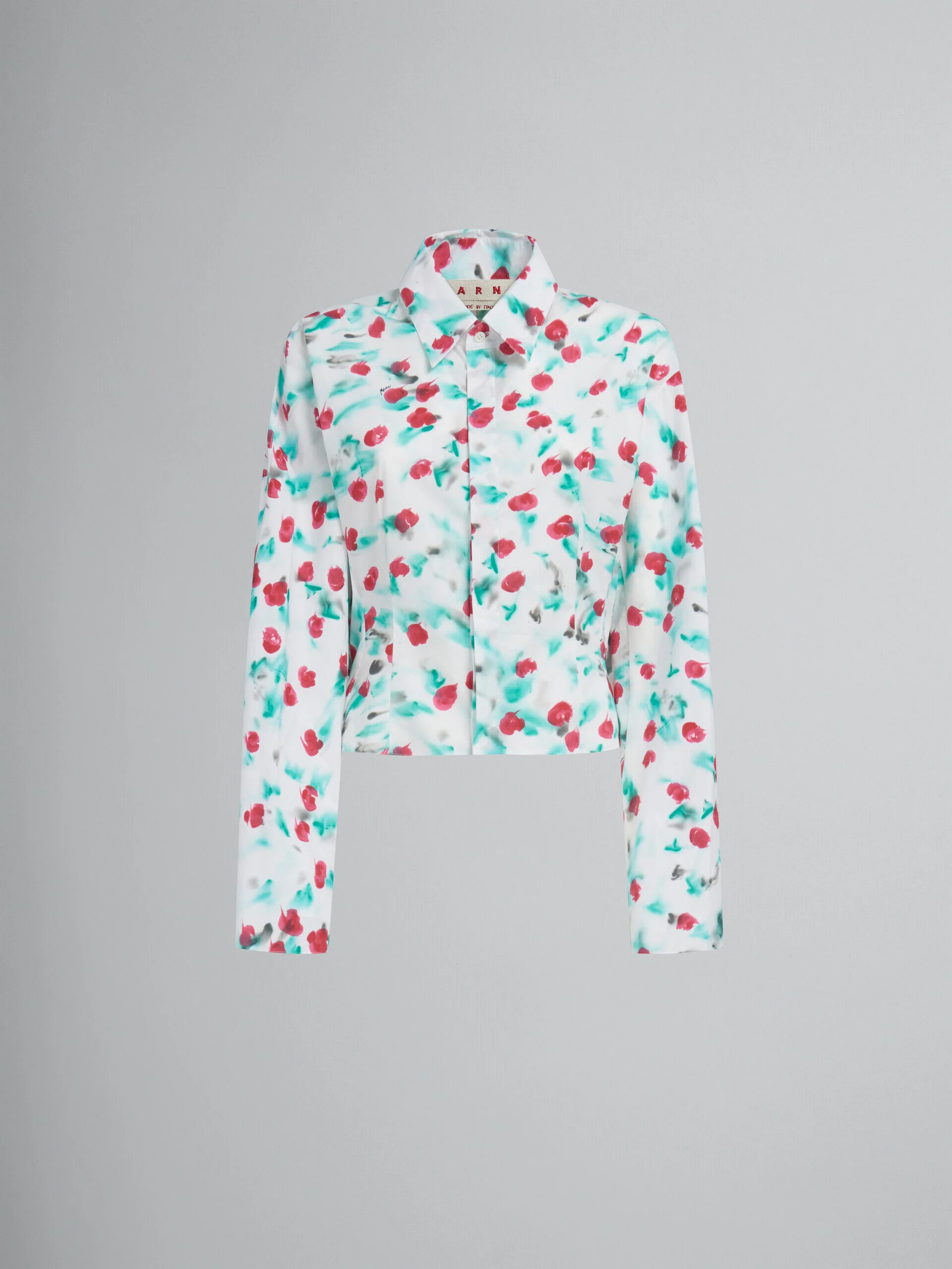 MARNI WOMEN'S FLORAL PRINT CROPPED BUTTON-UP SHIRT