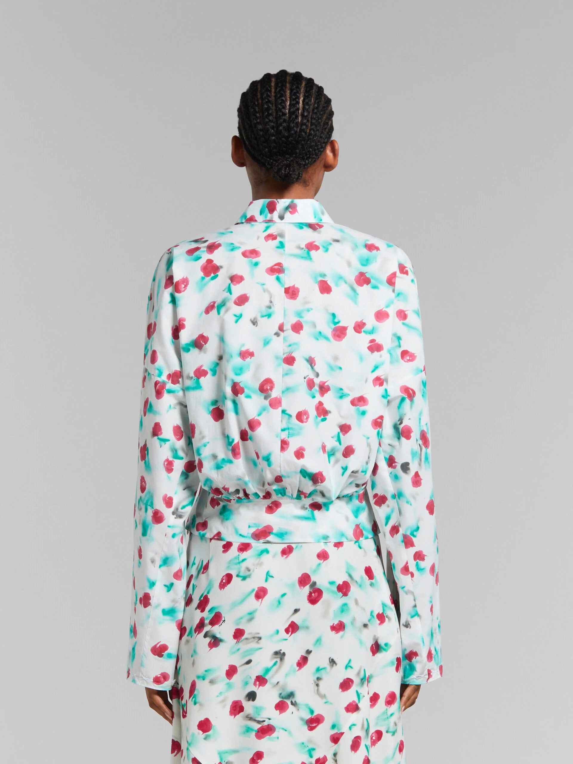 MARNI WOMEN'S FLORAL PRINT CROPPED BUTTON-UP SHIRT - Image 3