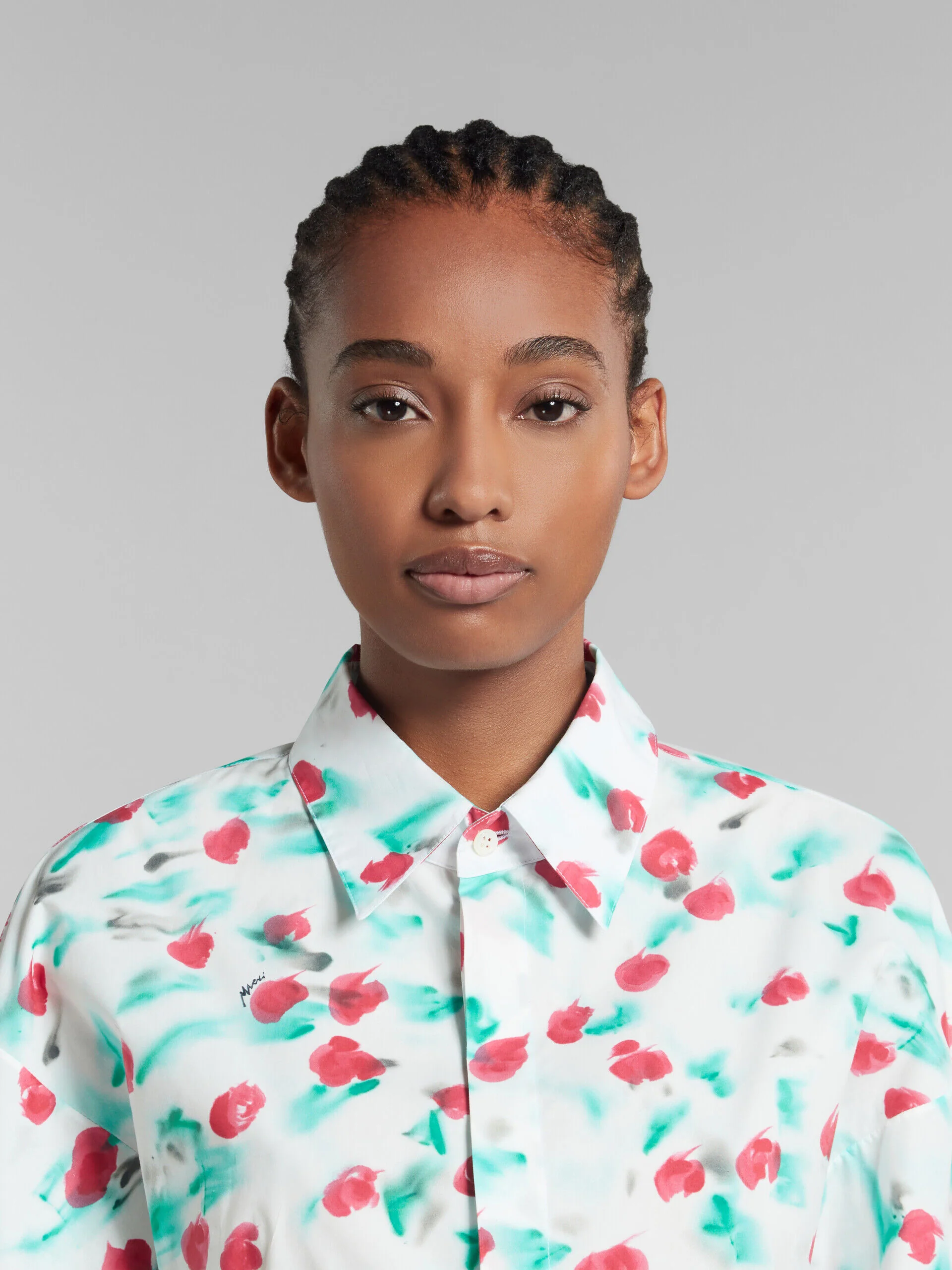 MARNI WOMEN'S FLORAL PRINT CROPPED BUTTON-UP SHIRT - Image 4
