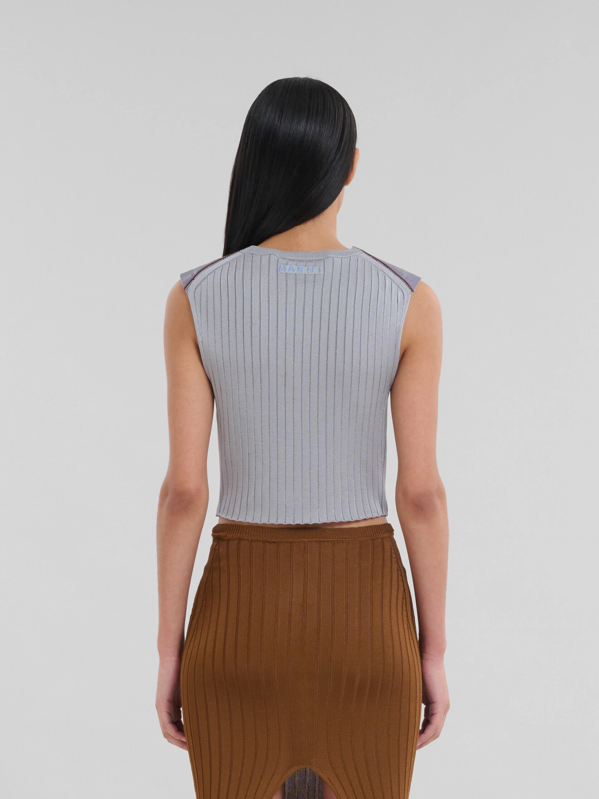 MARNI WOMEN'S LILAC SLEEVELESS V-NECK TOP - Image 3
