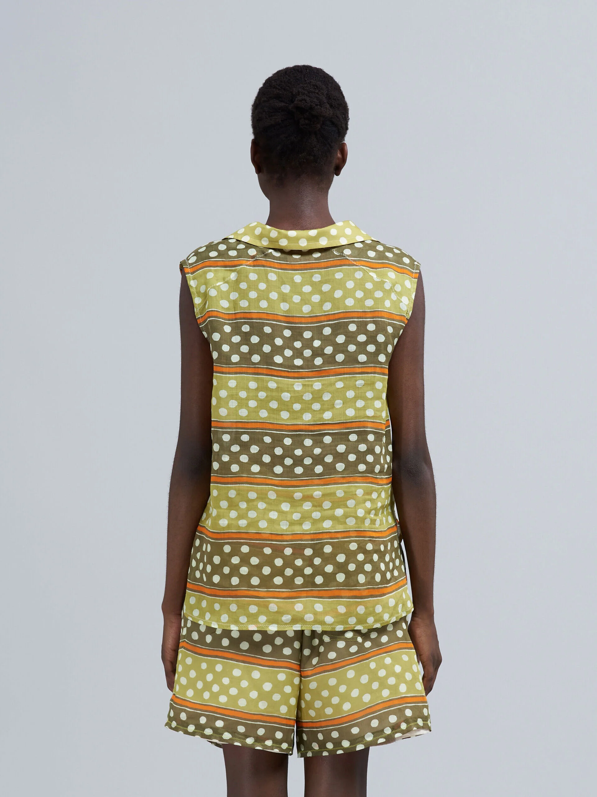 MARNI WOMEN'S OLIVE POLKA DOT SLEEVELESS BLOUSE - Image 3