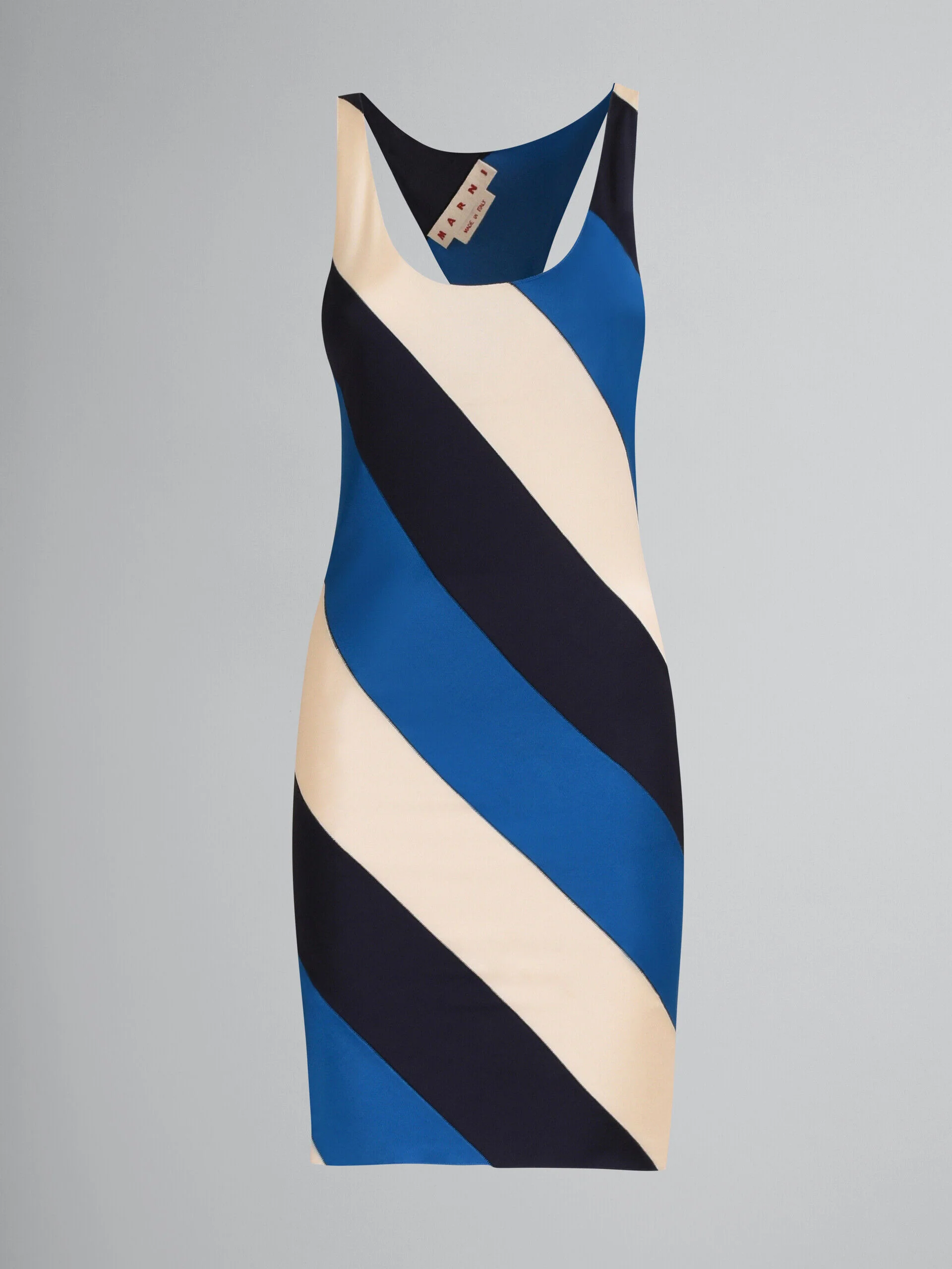 MARNI WOMEN'S BLUE AND CREAM STRIPED DRESS