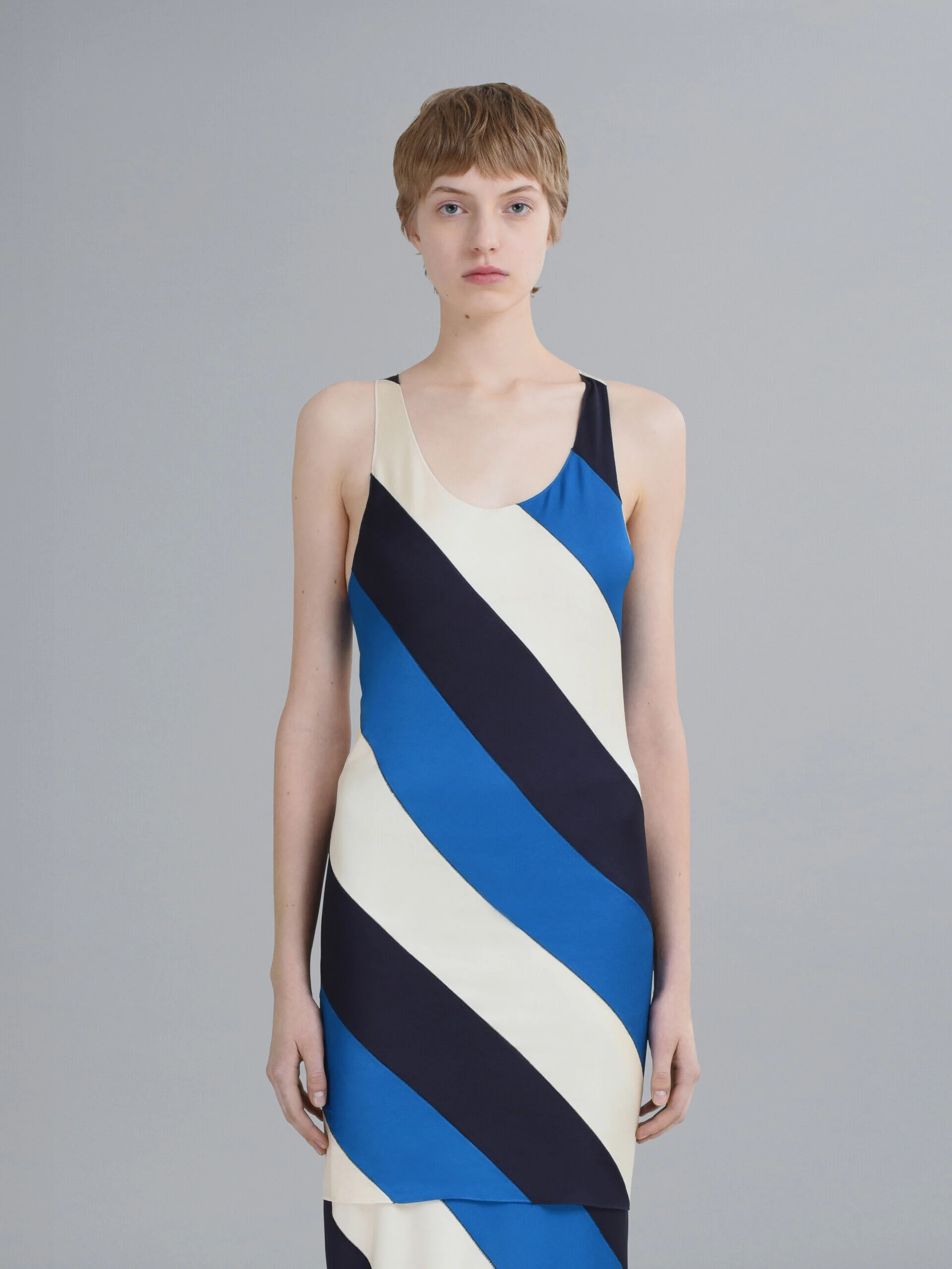 MARNI WOMEN'S BLUE AND CREAM STRIPED DRESS - Image 2