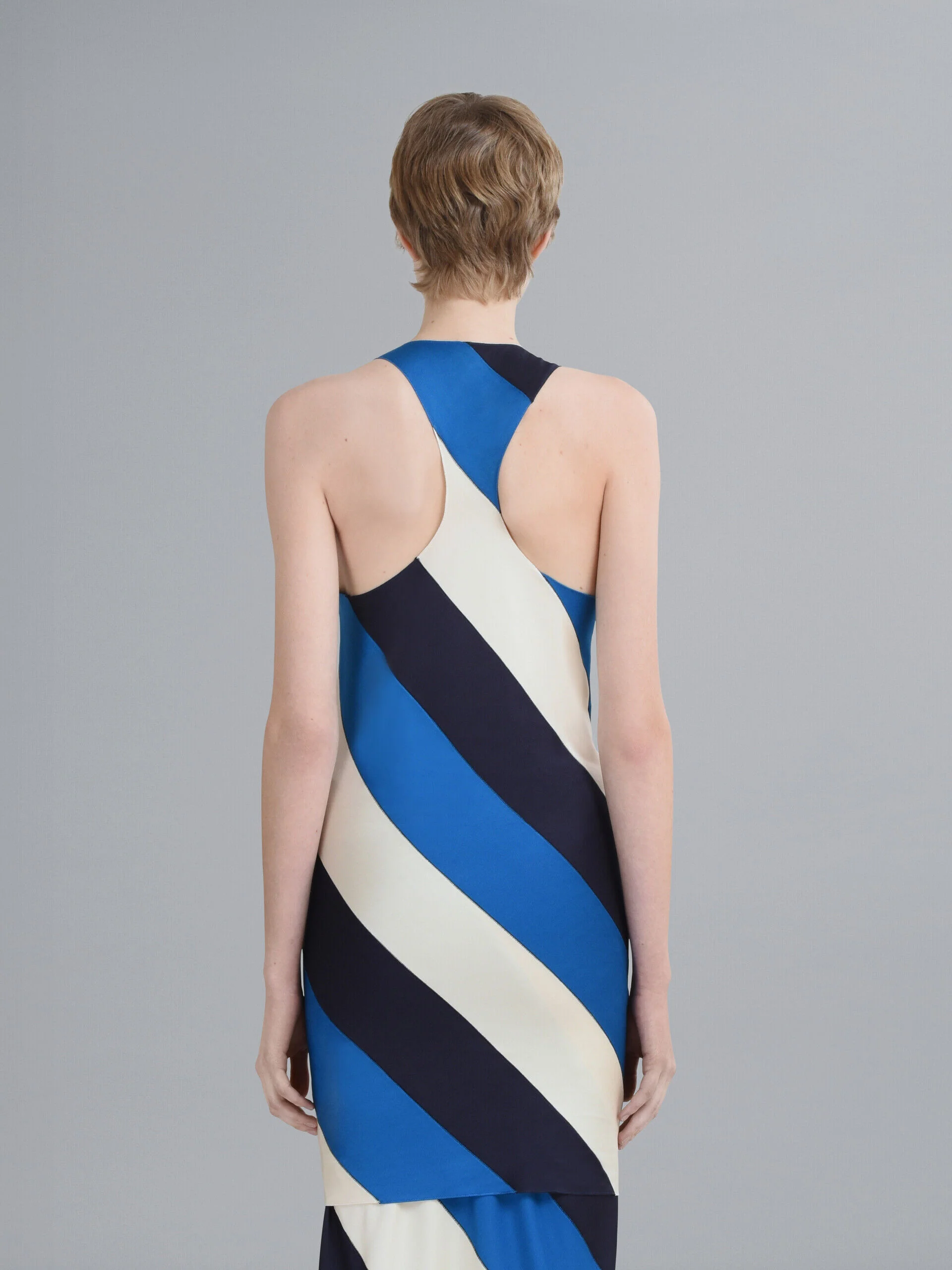 MARNI WOMEN'S BLUE AND CREAM STRIPED DRESS - Image 3