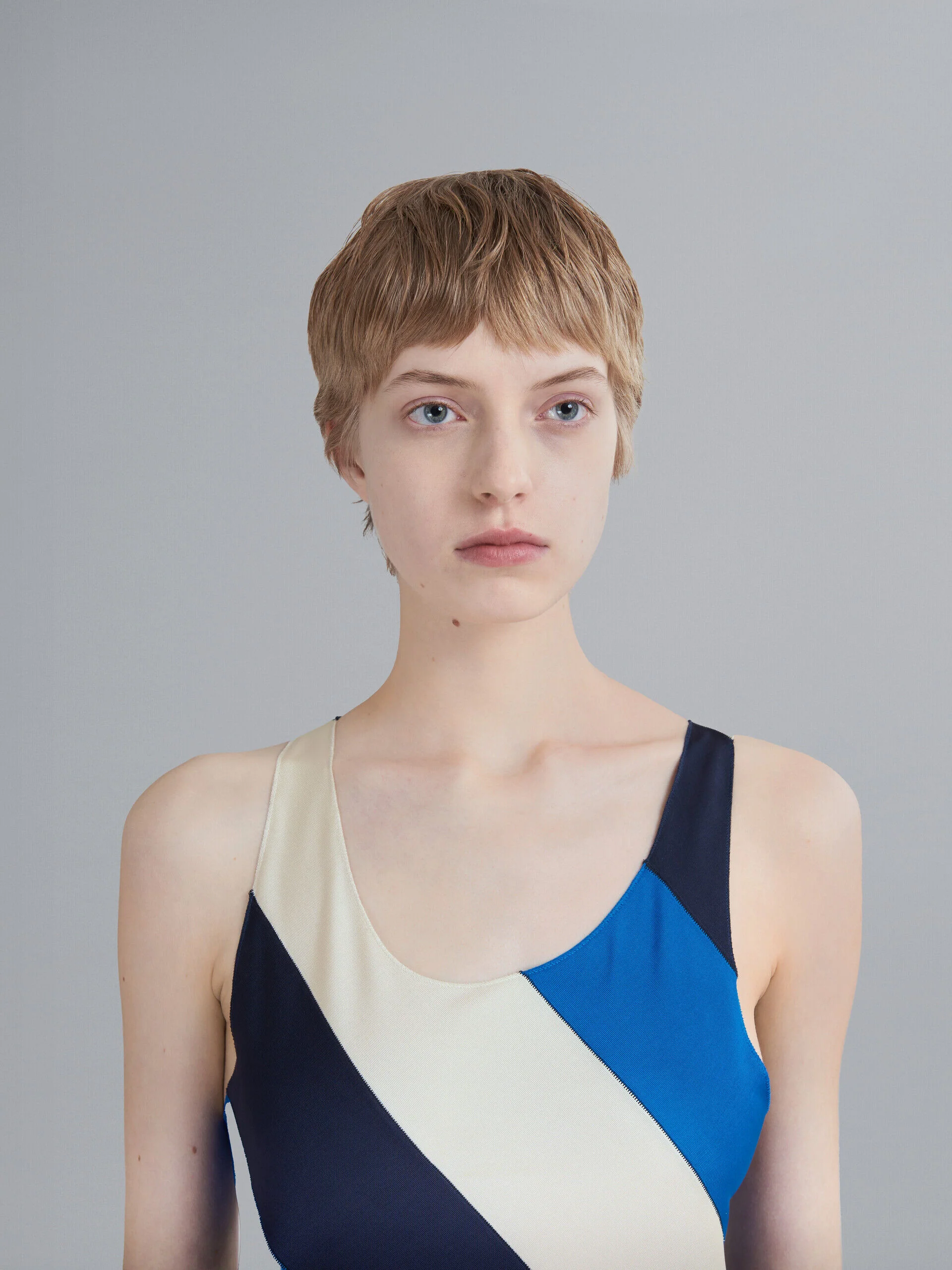 MARNI WOMEN'S BLUE AND CREAM STRIPED DRESS - Image 4