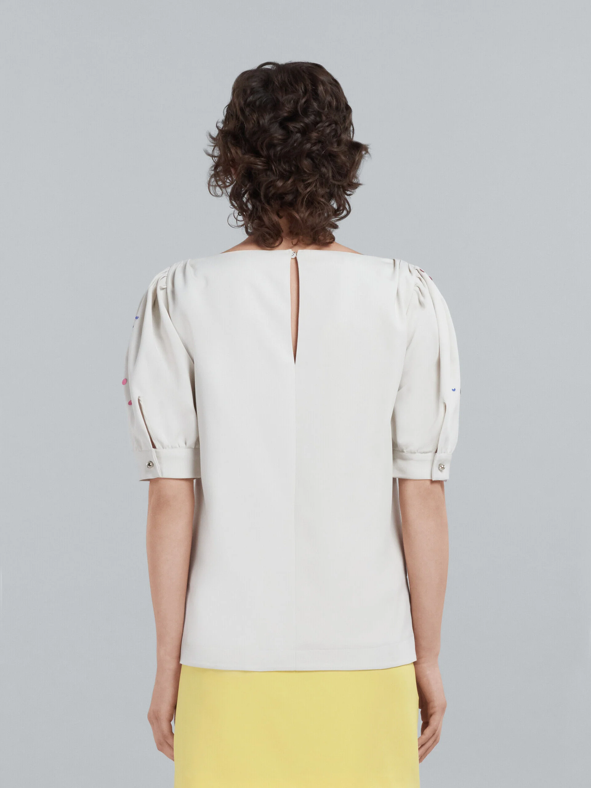 MARNI WOMEN'S WHITE PUFF SLEEVE EMBROIDERED BLOUSE - Image 3