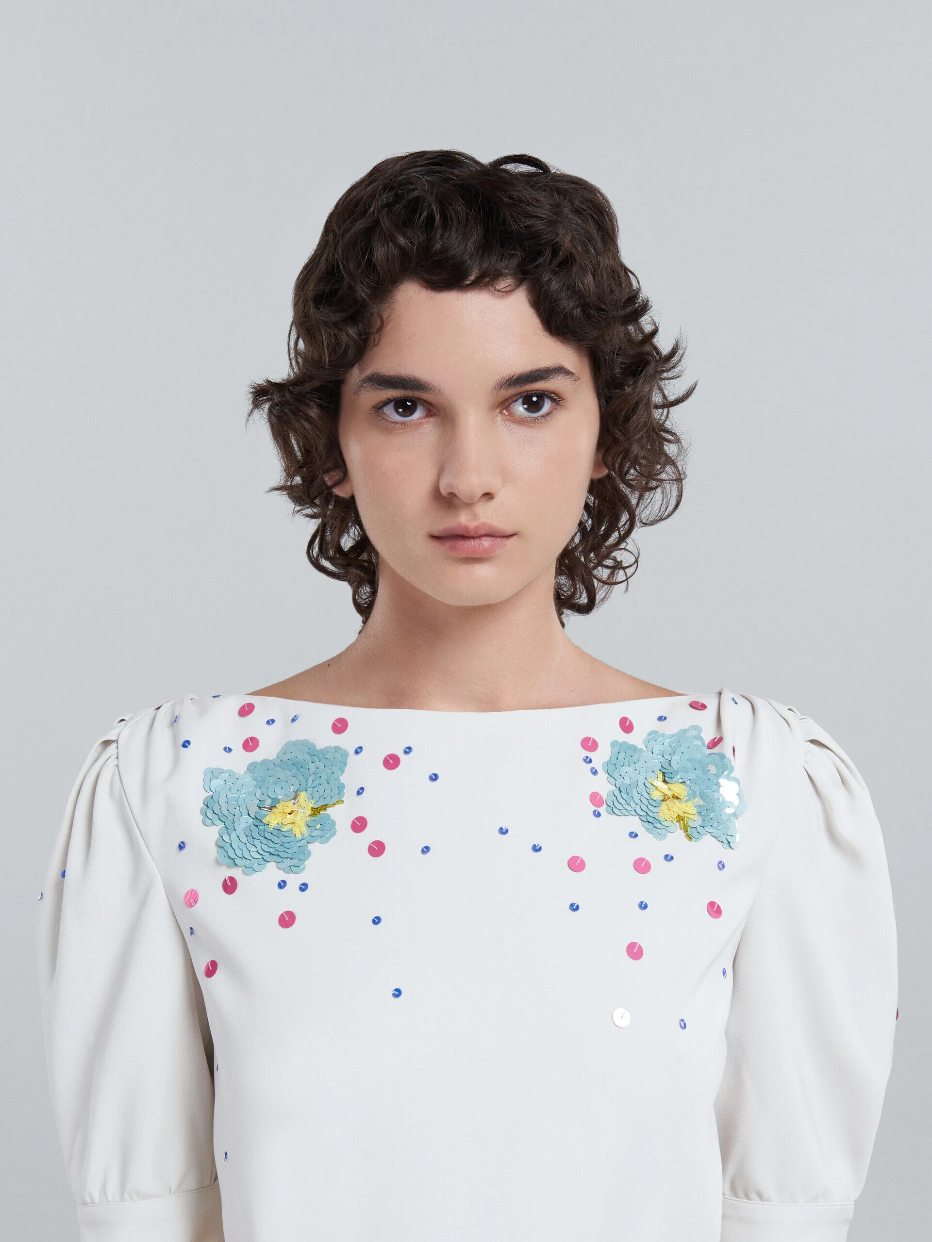 MARNI WOMEN'S WHITE PUFF SLEEVE EMBROIDERED BLOUSE - Image 4