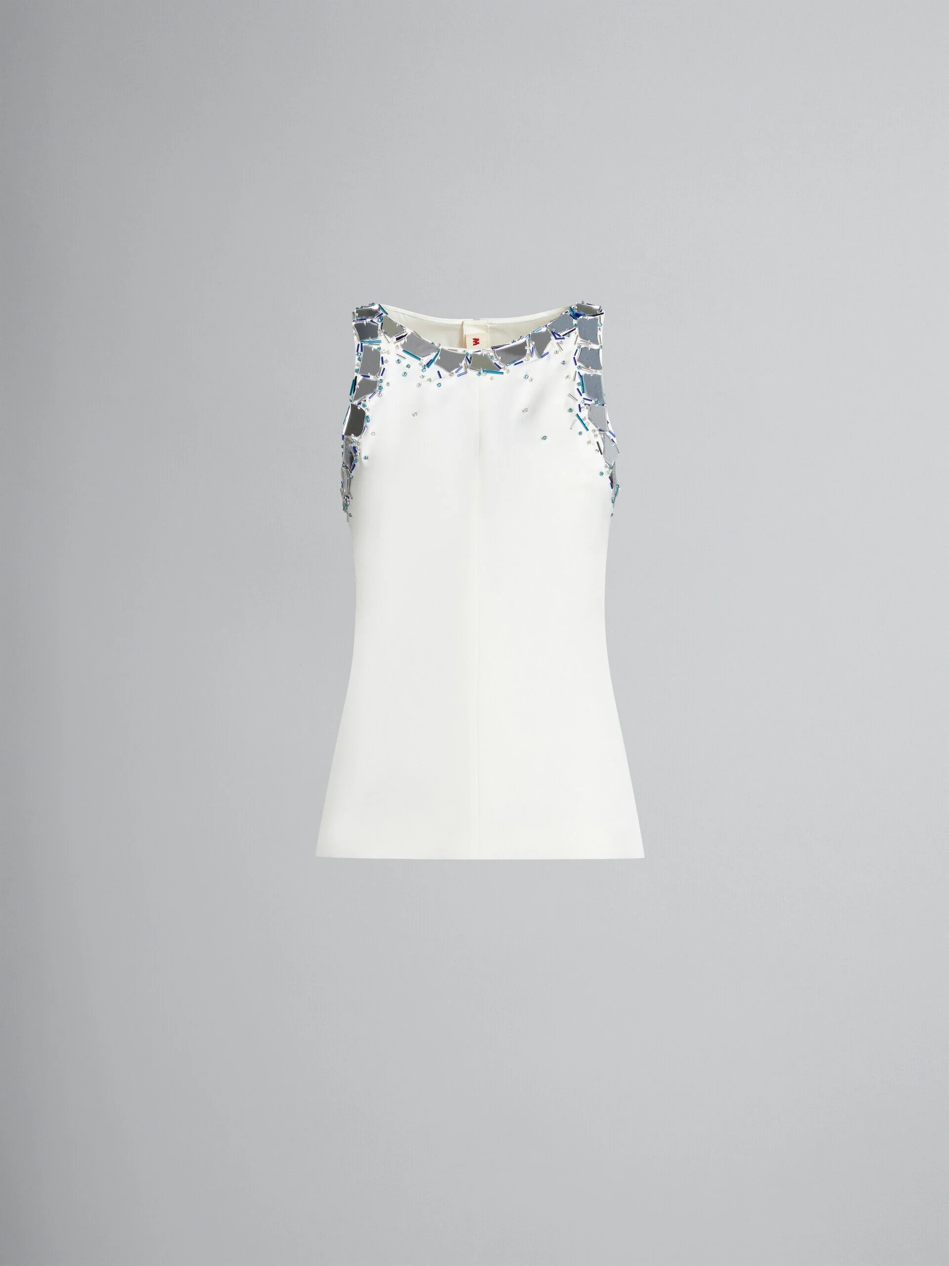 MARNI WOMEN'S WHITE SLEEVELESS TOP WITH EMBELLISHMENTS
