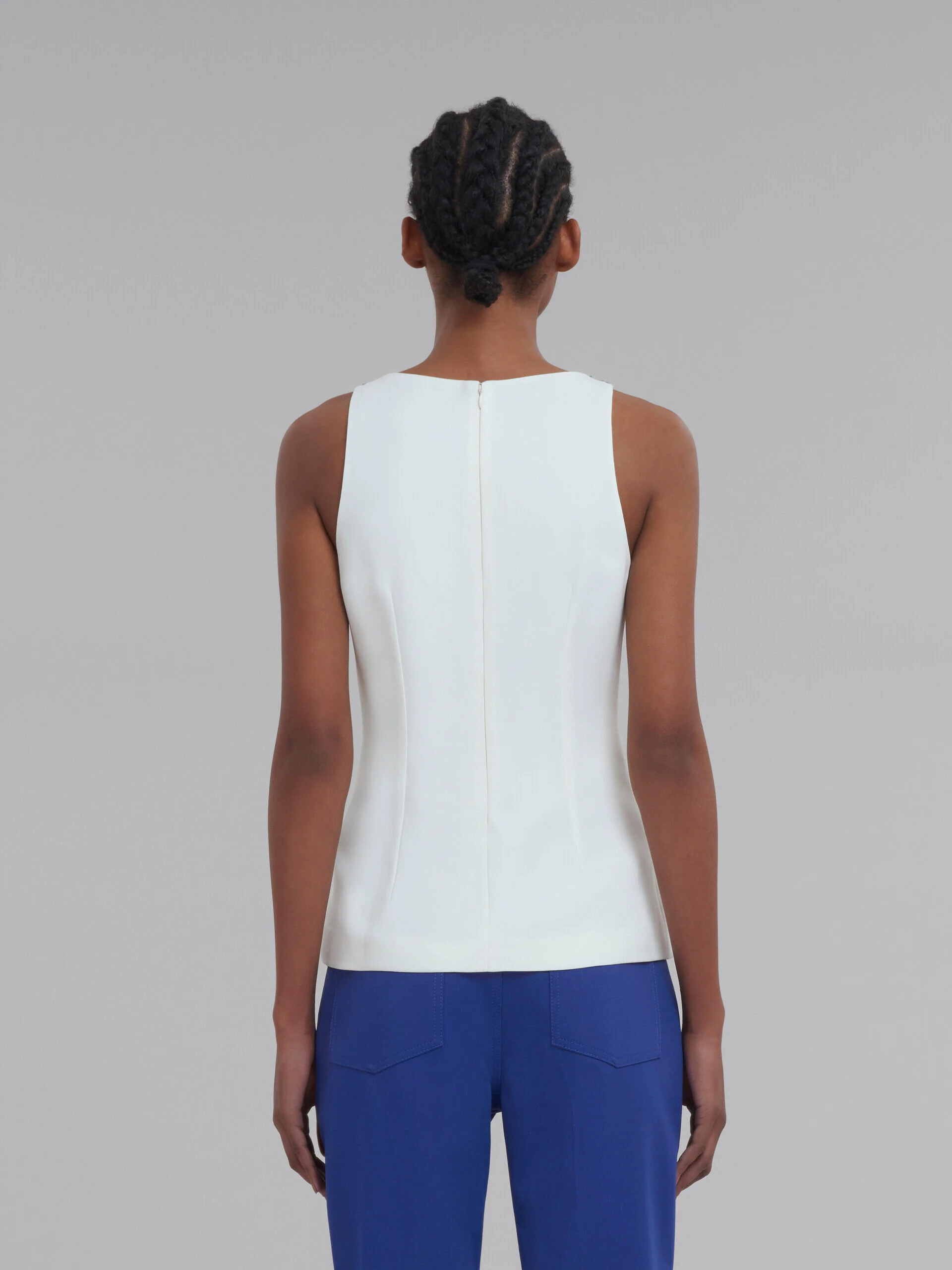 MARNI WOMEN'S WHITE SLEEVELESS TOP WITH EMBELLISHMENTS - Image 3