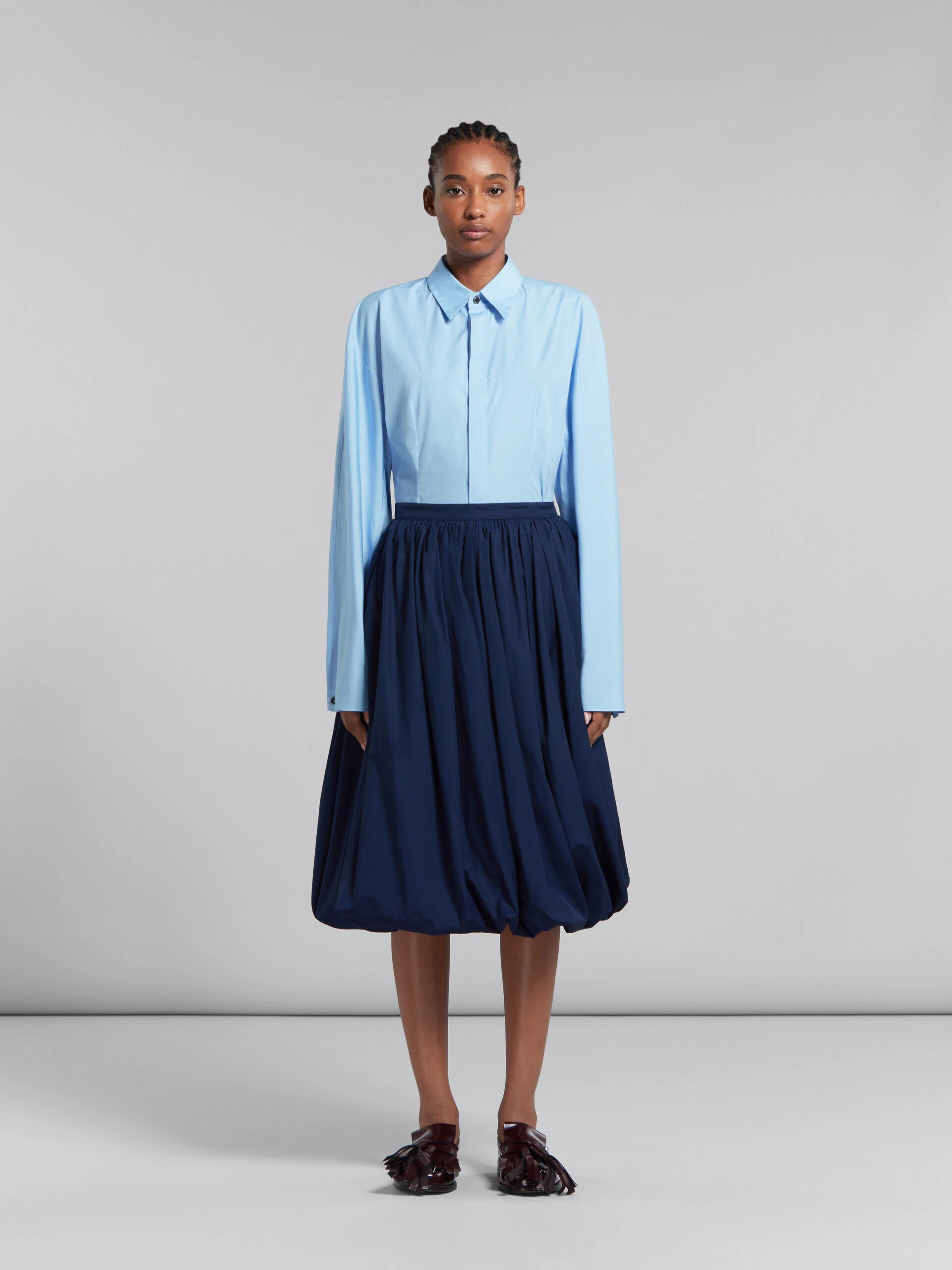 MARNI WOMEN'S NAVY BALLOON SILHOUETTE SKIRT - Image 2