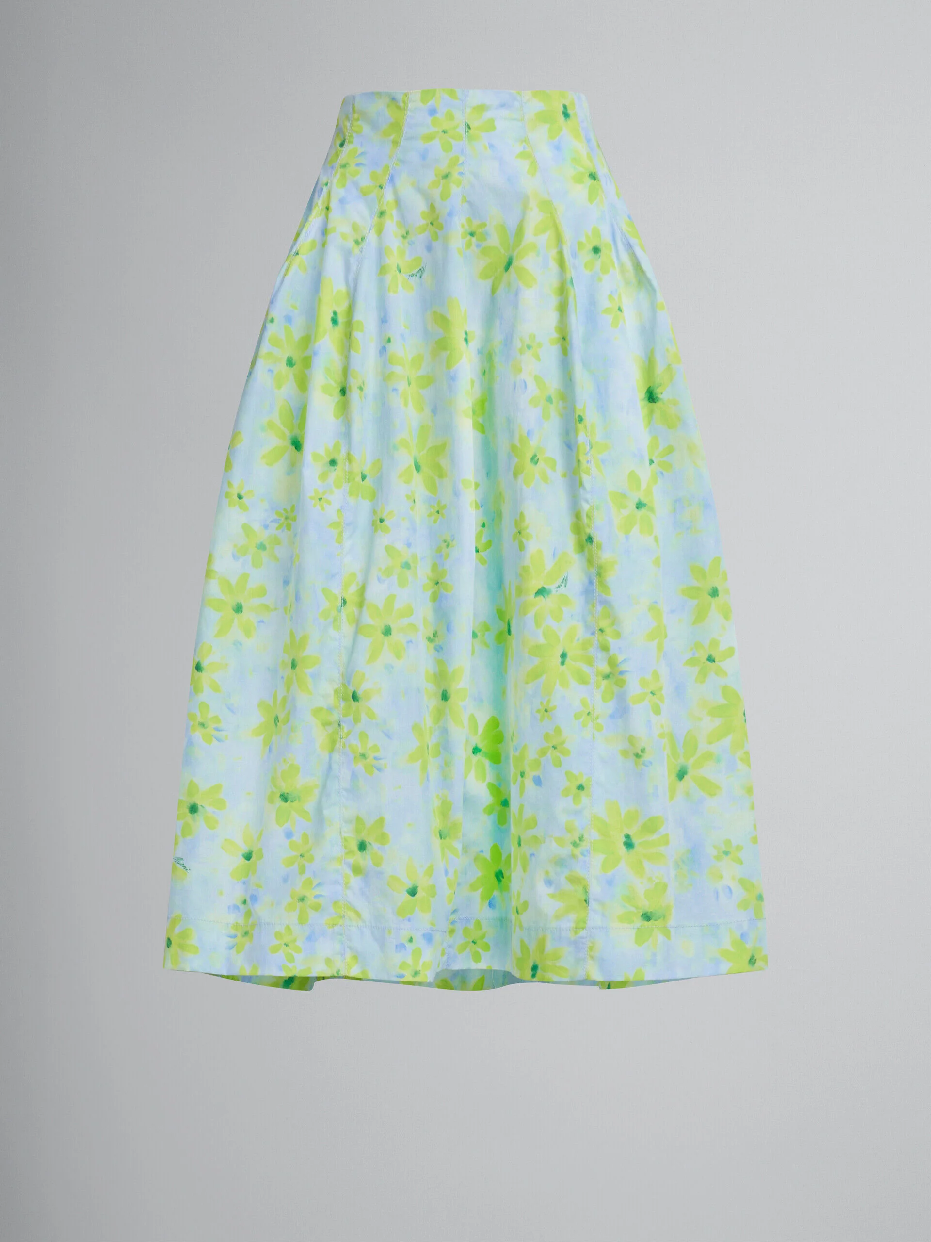 MARNI WOMEN'S AQUAMARINE FLORAL A-LINE SKIRT