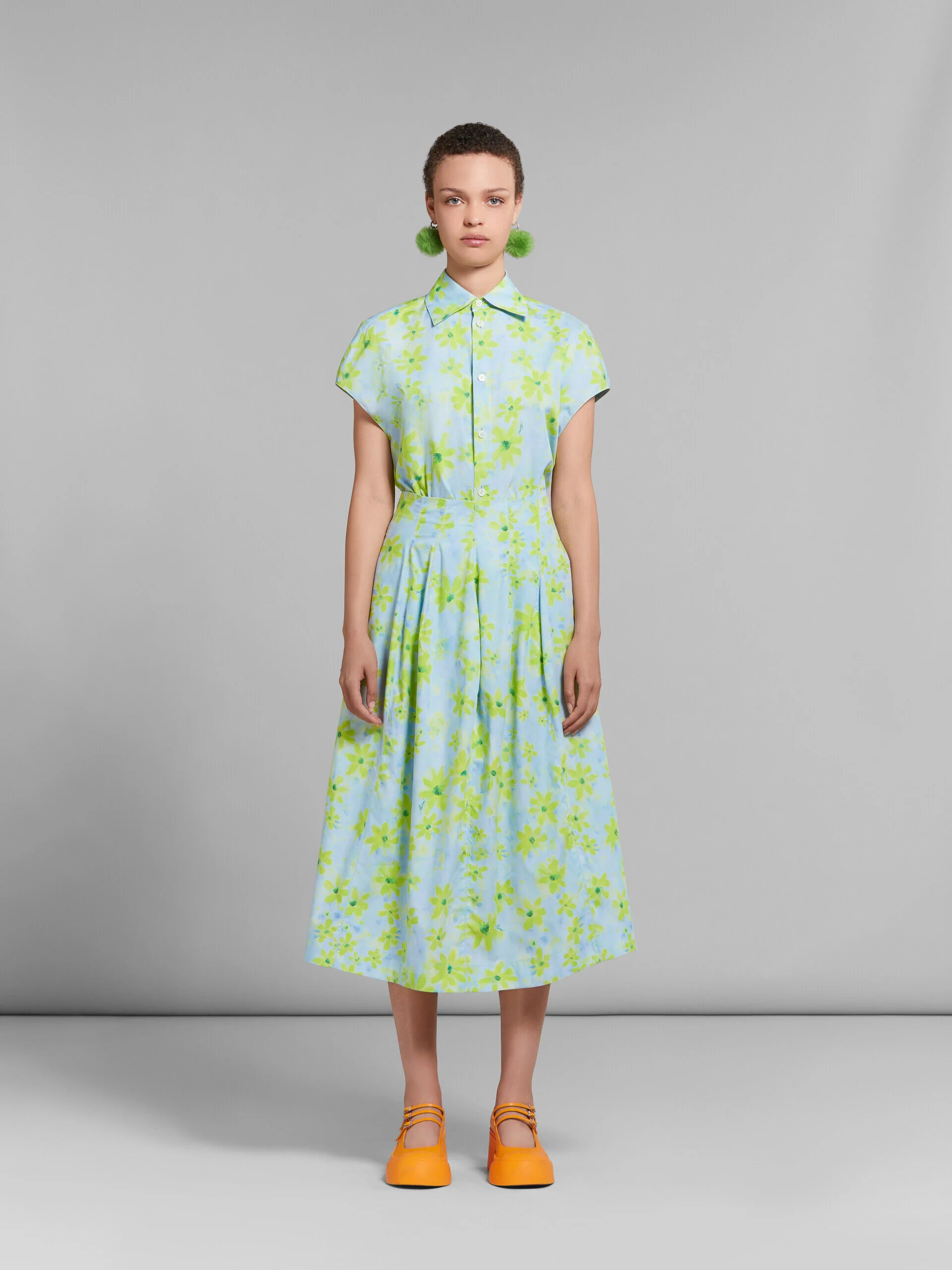 MARNI WOMEN'S AQUAMARINE FLORAL A-LINE SKIRT - Image 2