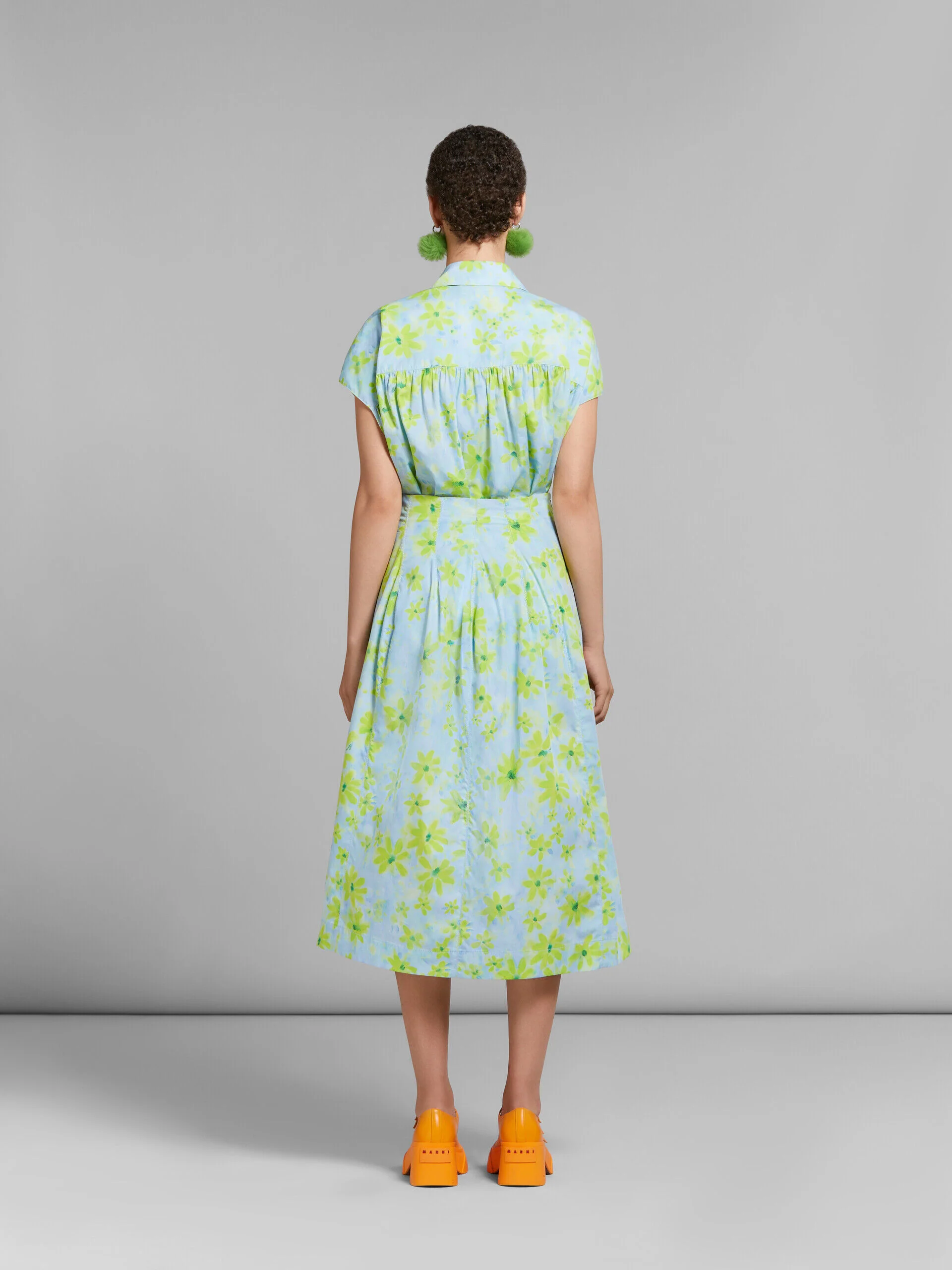 MARNI WOMEN'S AQUAMARINE FLORAL A-LINE SKIRT - Image 3