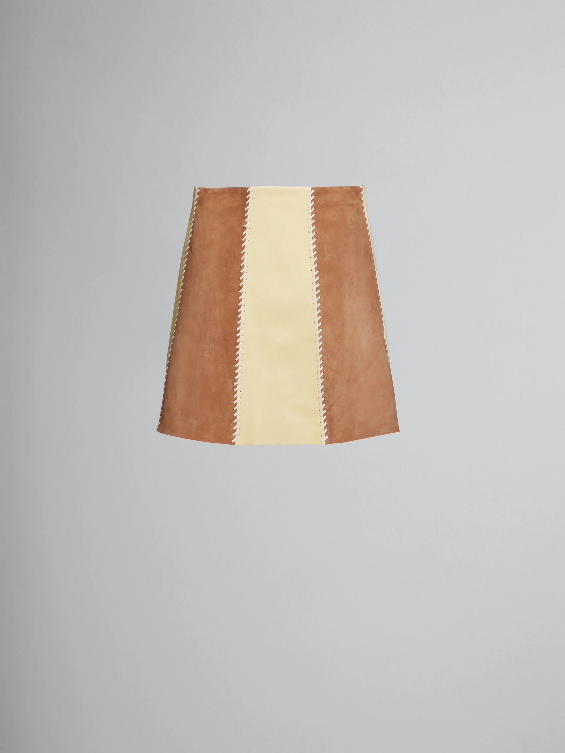 MARNI WOMEN'S CARAMEL AND CREAM PANELED SKIRT