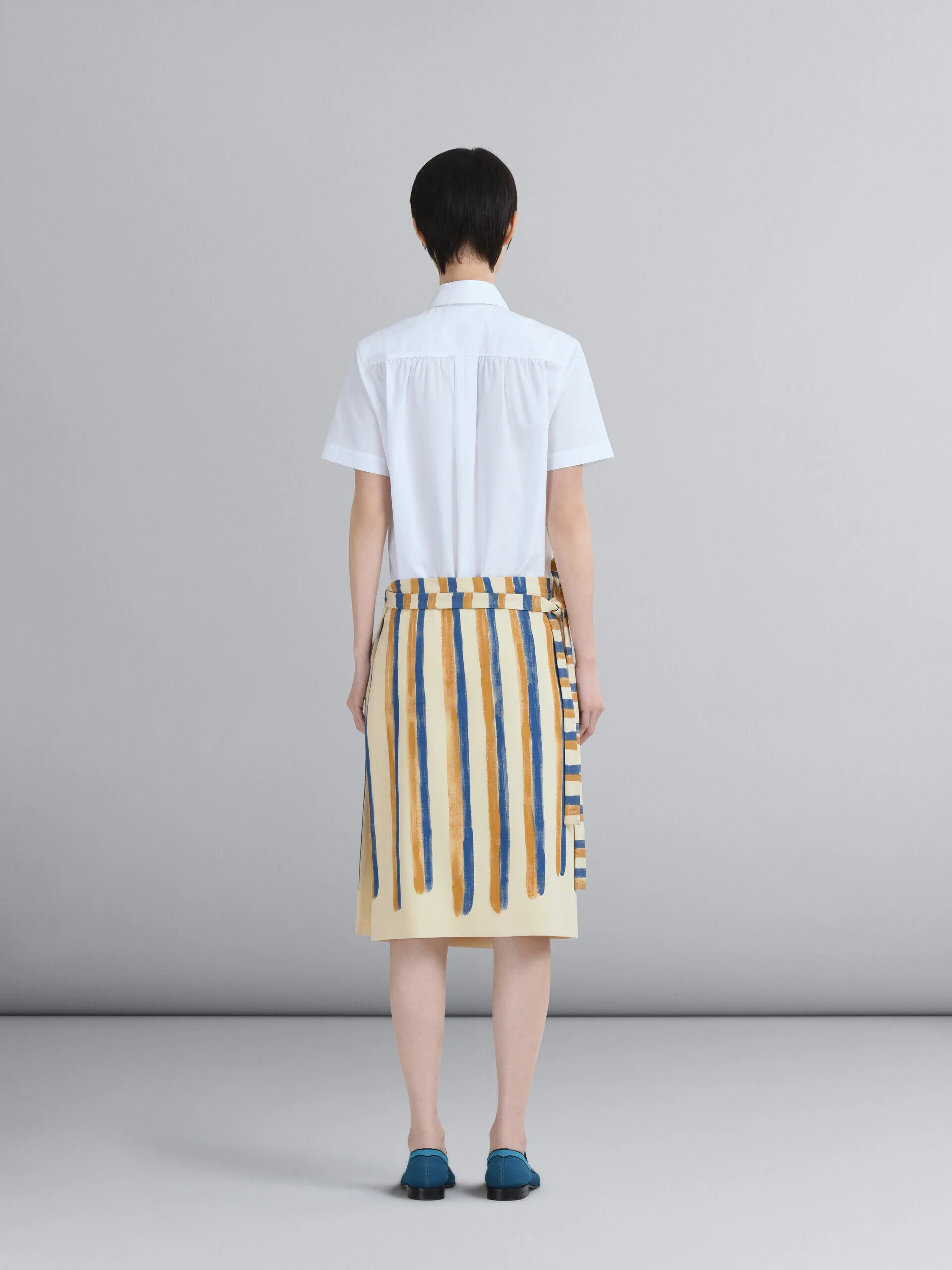 MARNI WOMEN'S ANTIQUE WHITE STRIPED WRAP SKIRT - Image 3