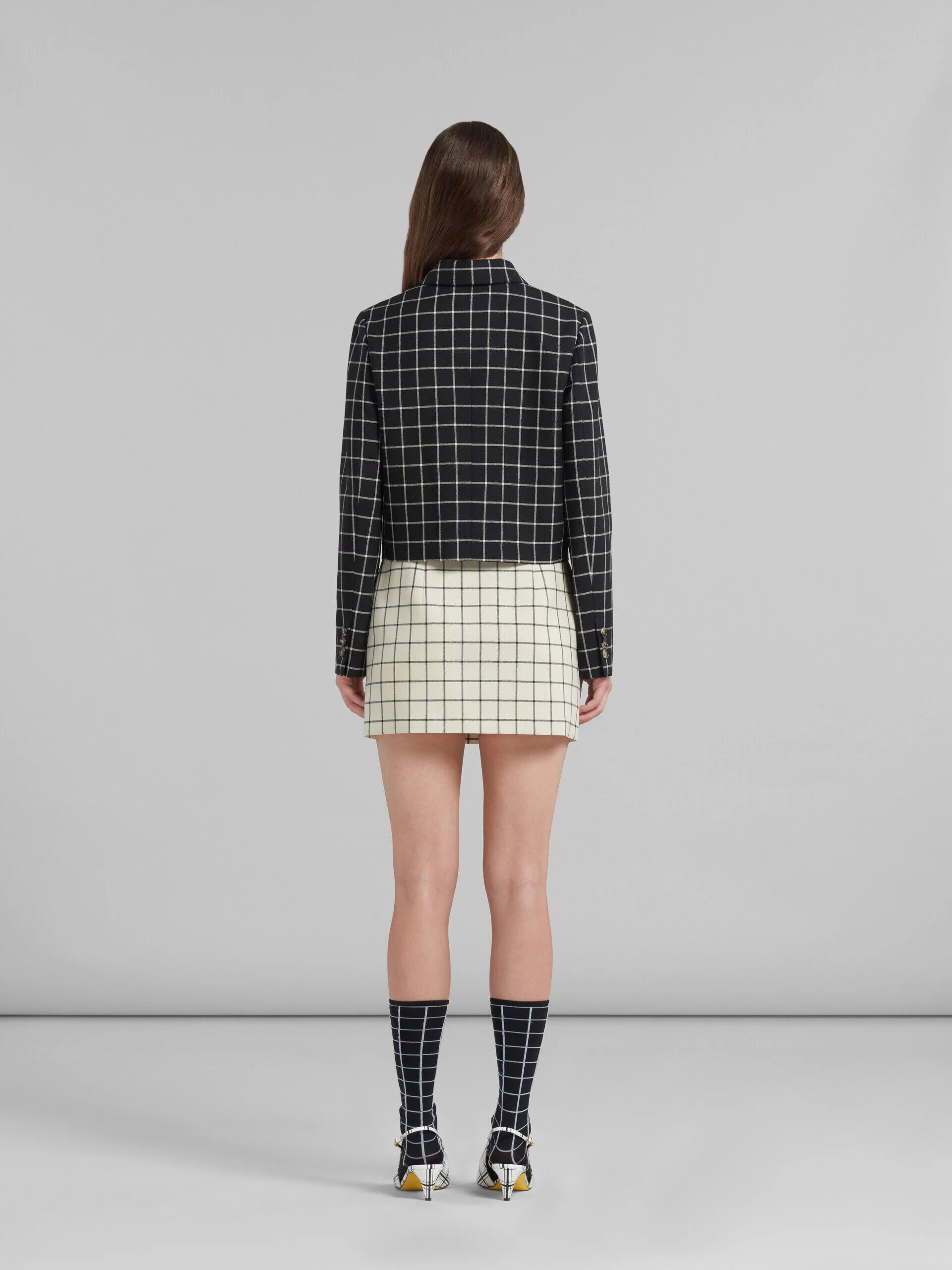 MARNI WOMEN'S STONE WHITE CHECKERED BOX SKIRT - Image 3
