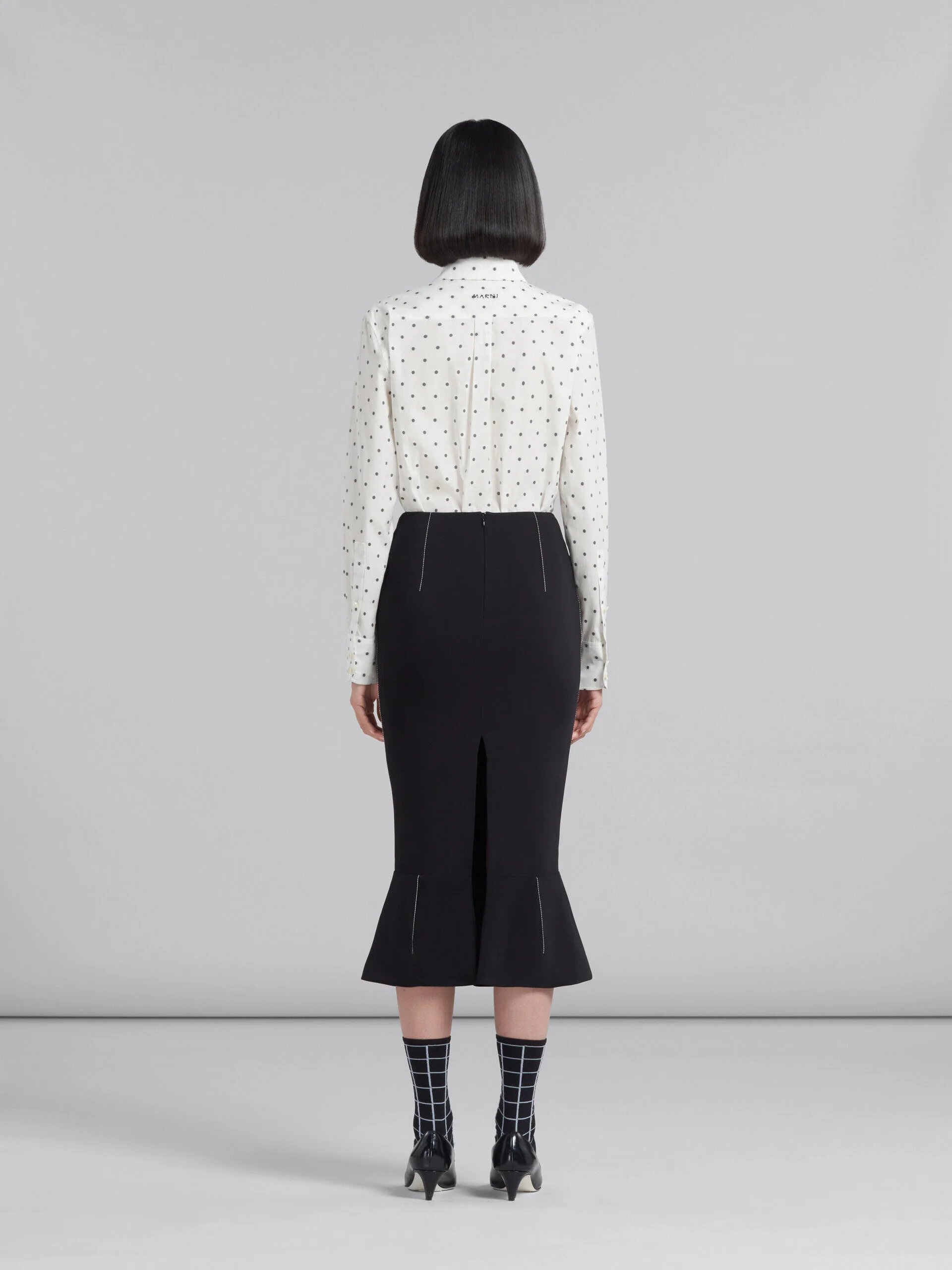 MARNI WOMEN'S BLACK PENCIL SKIRT WITH RUFFLE HEM - Image 3