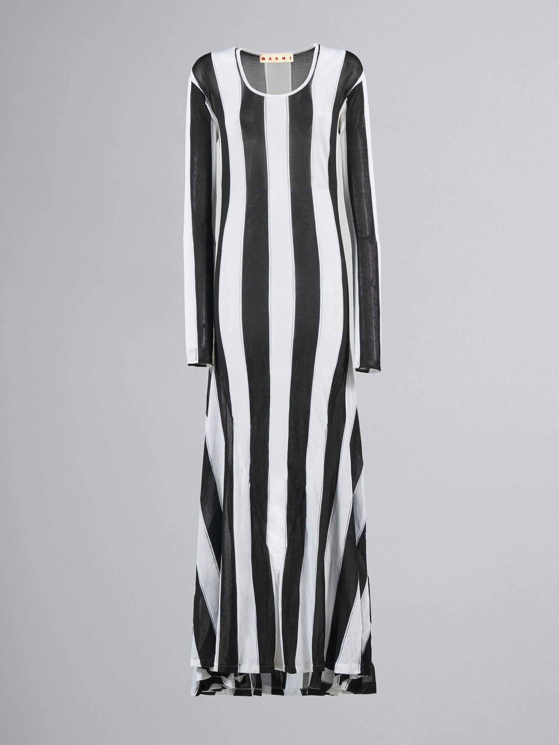 MARNI WOMEN'S BLACK AND WHITE STRIPED DRESS