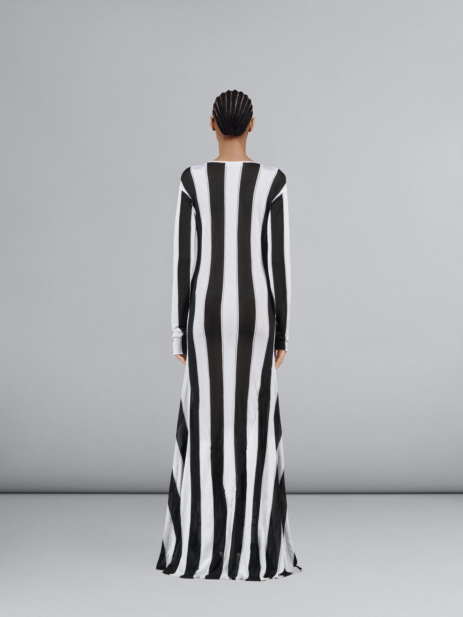 MARNI WOMEN'S BLACK AND WHITE STRIPED DRESS - Image 3