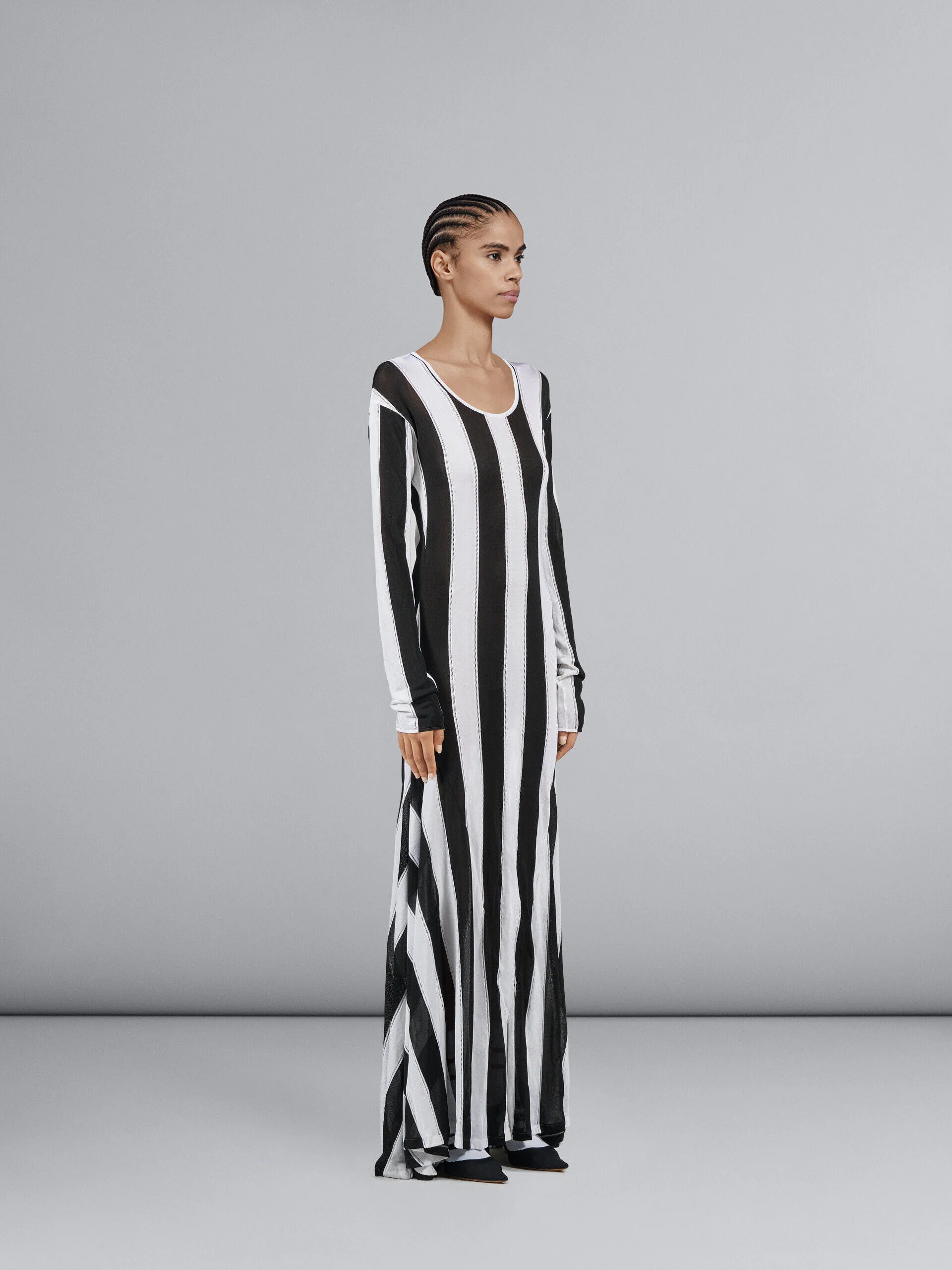 MARNI WOMEN'S BLACK AND WHITE STRIPED DRESS - Image 6