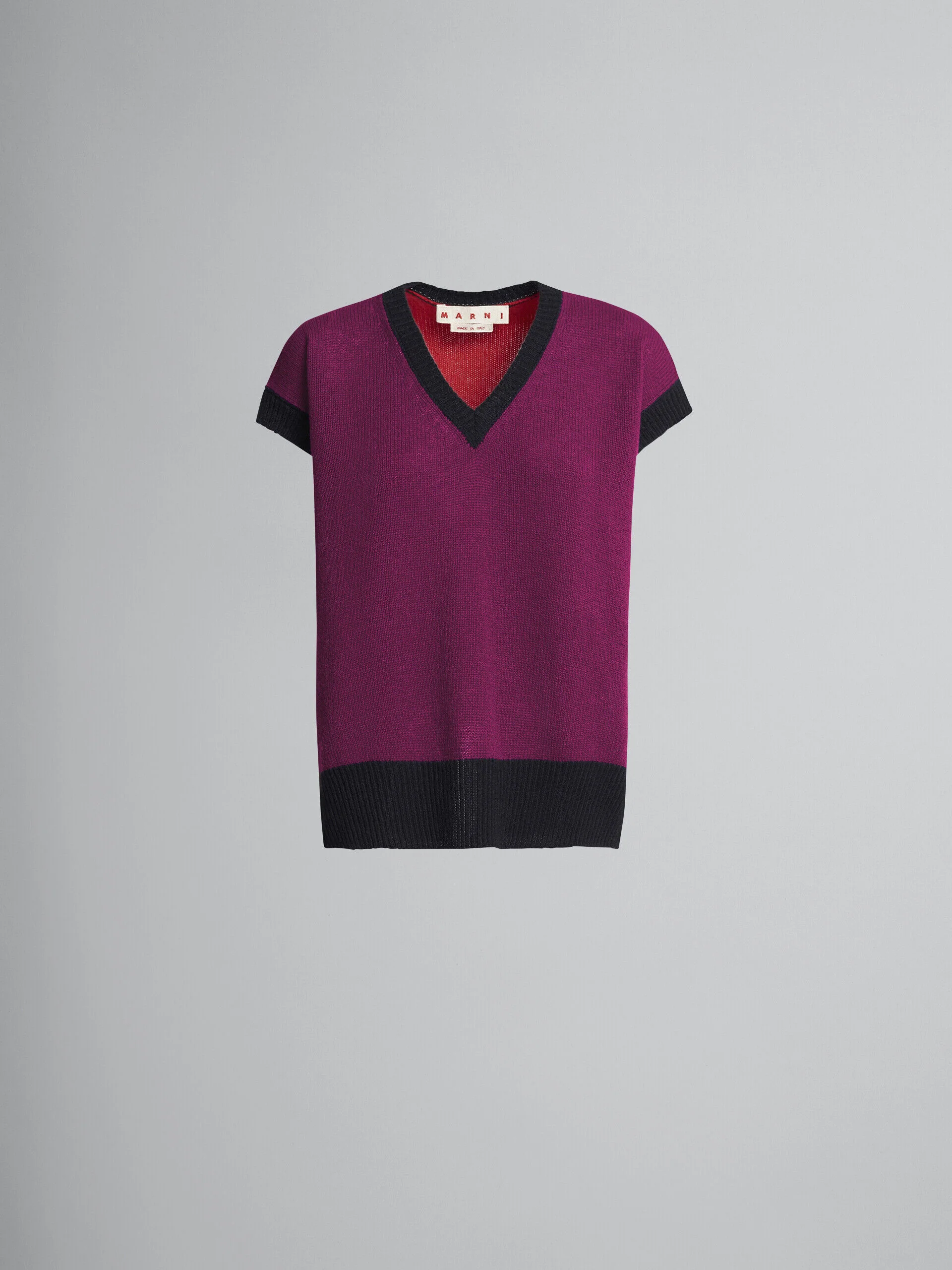 MARNI WOMEN'S DEEP ROSE V-NECK SLEEVELESS SWEATER