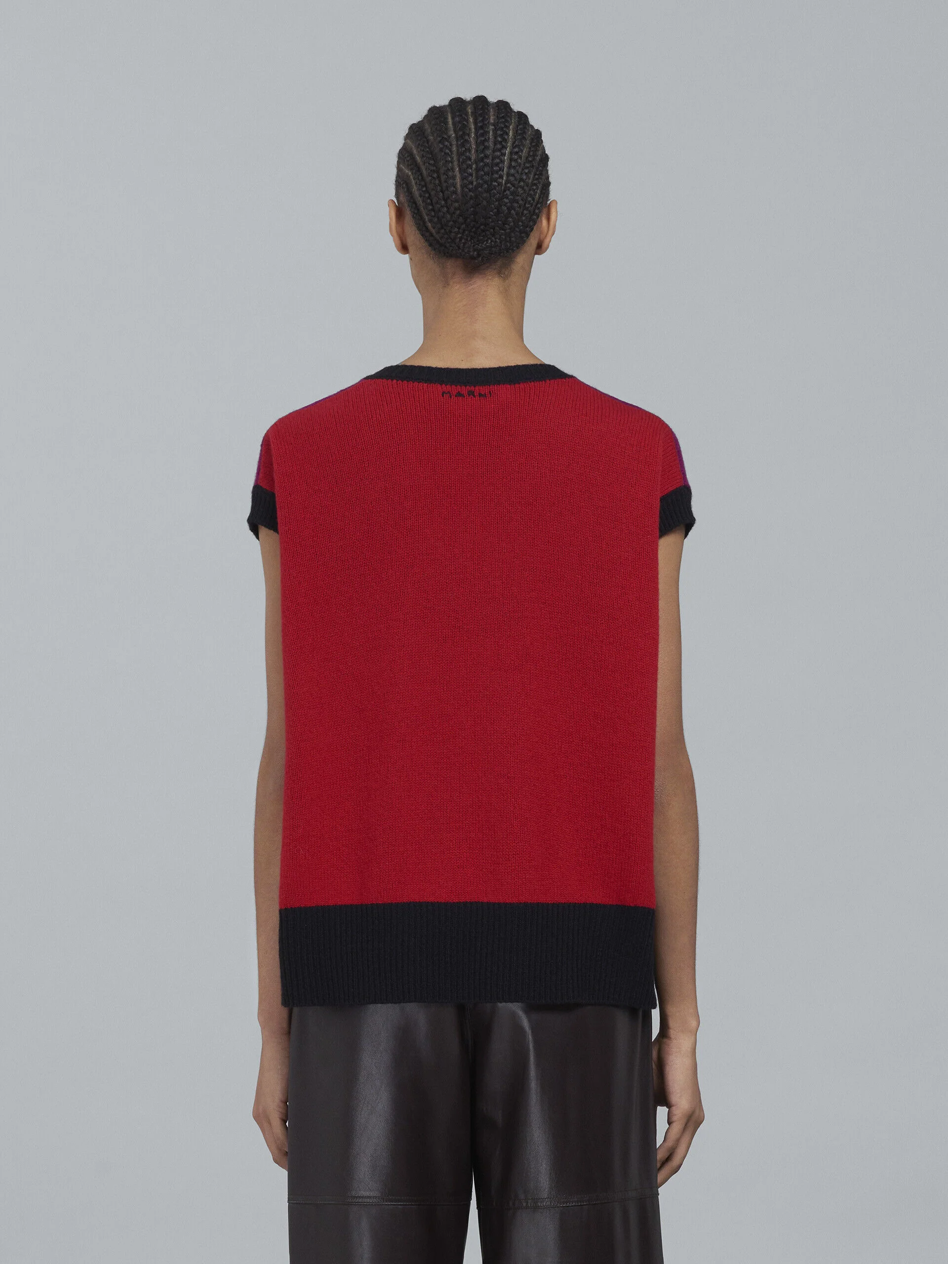 MARNI WOMEN'S DEEP ROSE V-NECK SLEEVELESS SWEATER - Image 3