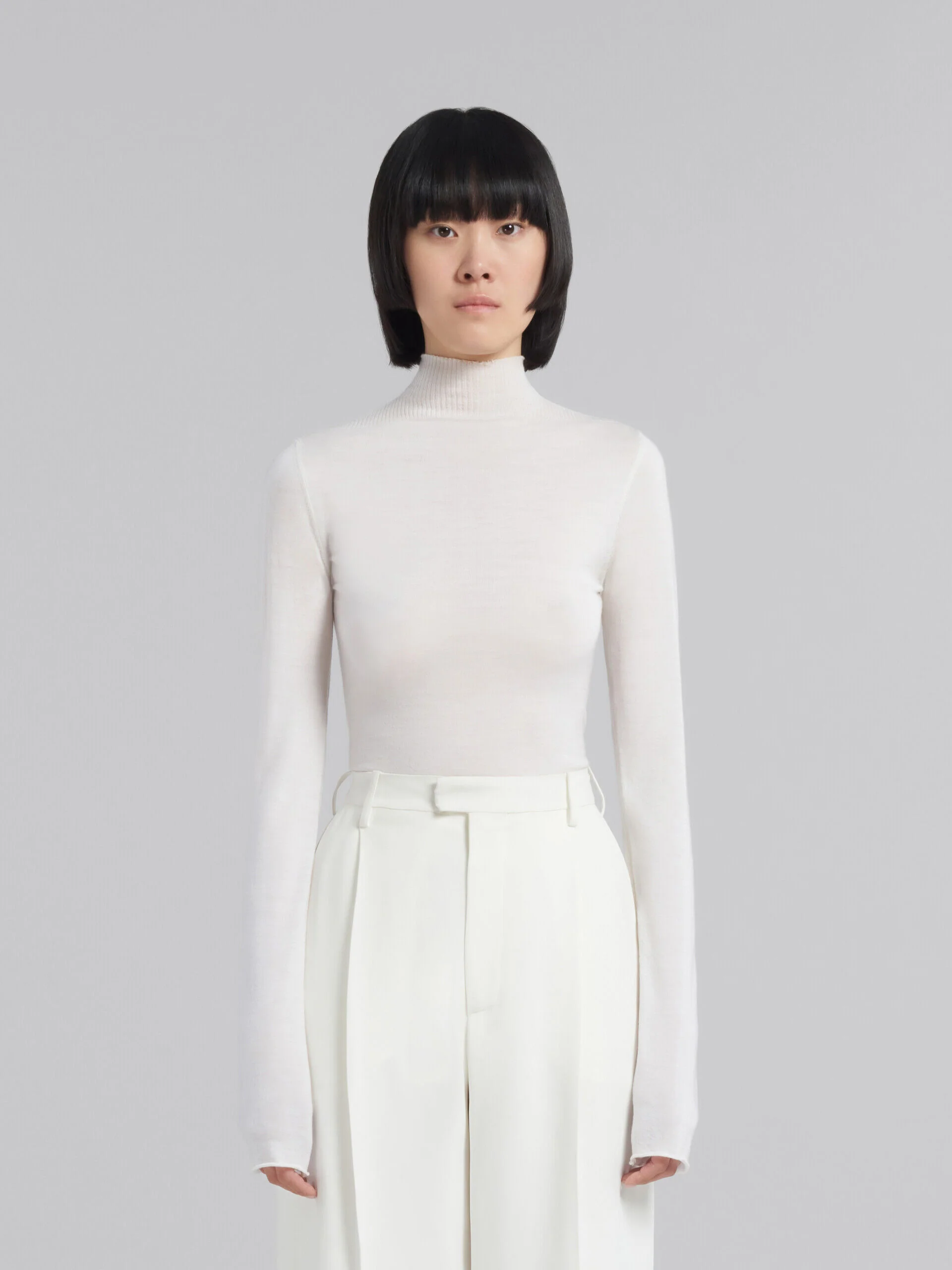 MARNI WOMEN'S LILY WHITE FITTED TURTLENECK SWEATER - Image 2